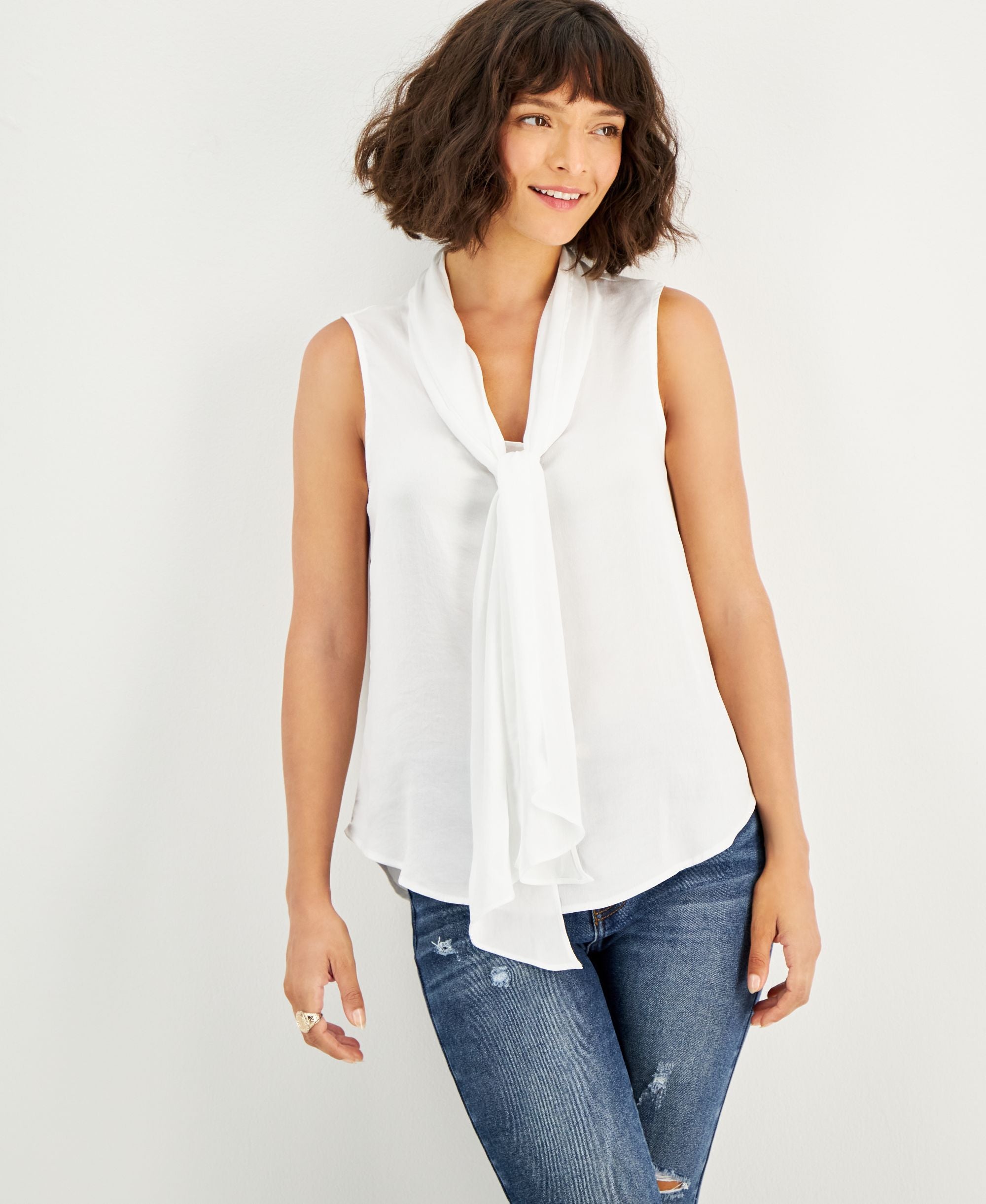 Women's Tie-Neck Sleeveless Blouse