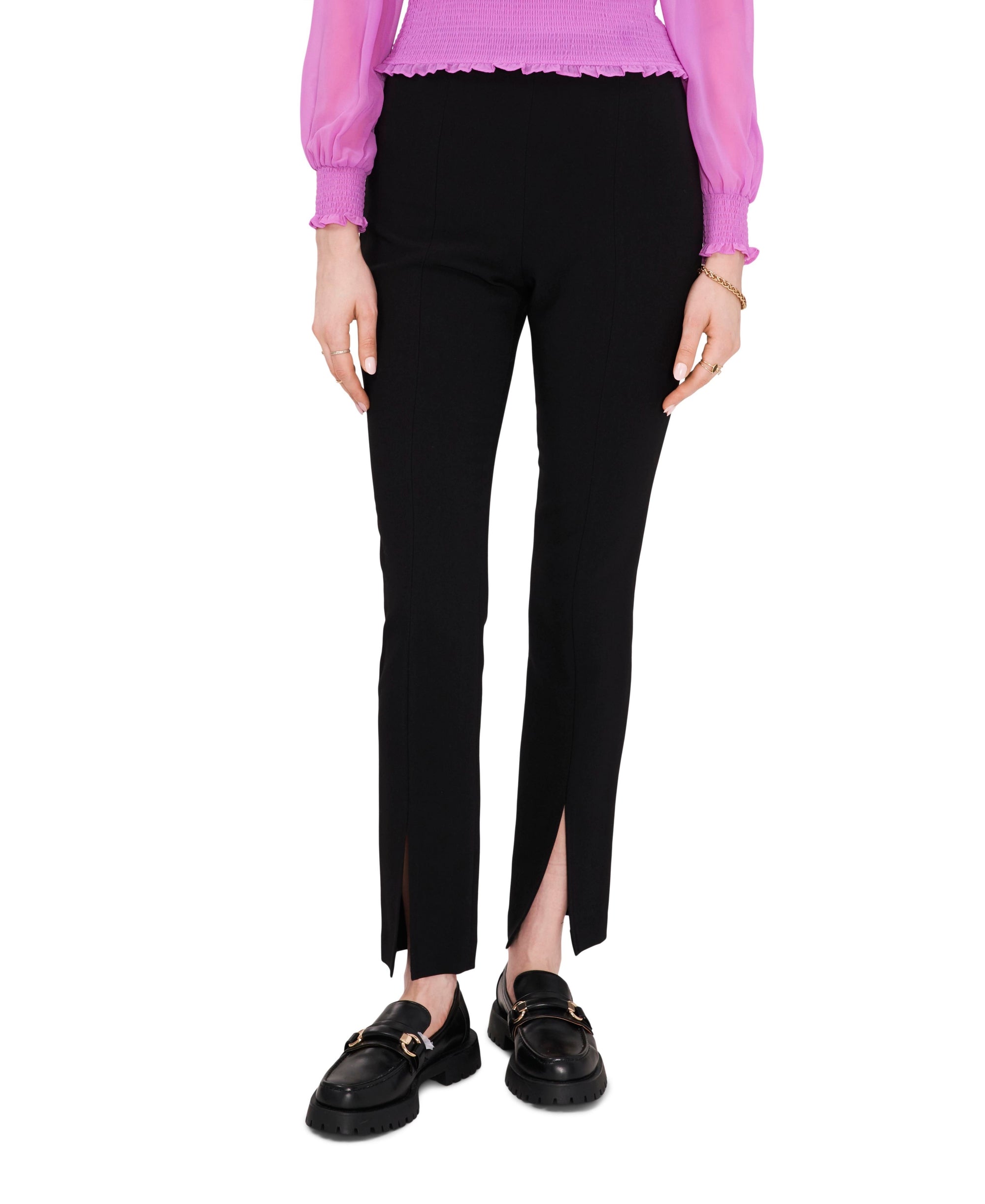 Women's Straight Leg Front Slit Ankle Pant