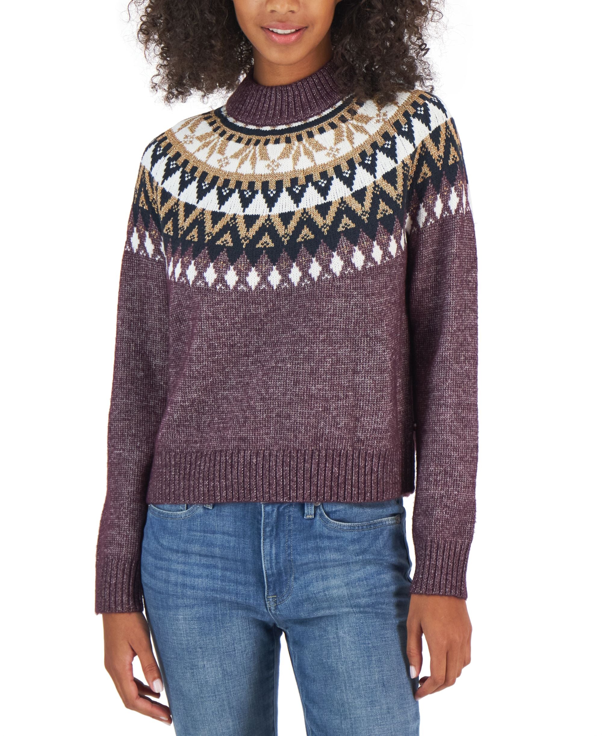 Tommy Hilfiger Womens Half Snowflake Raglan Sweater