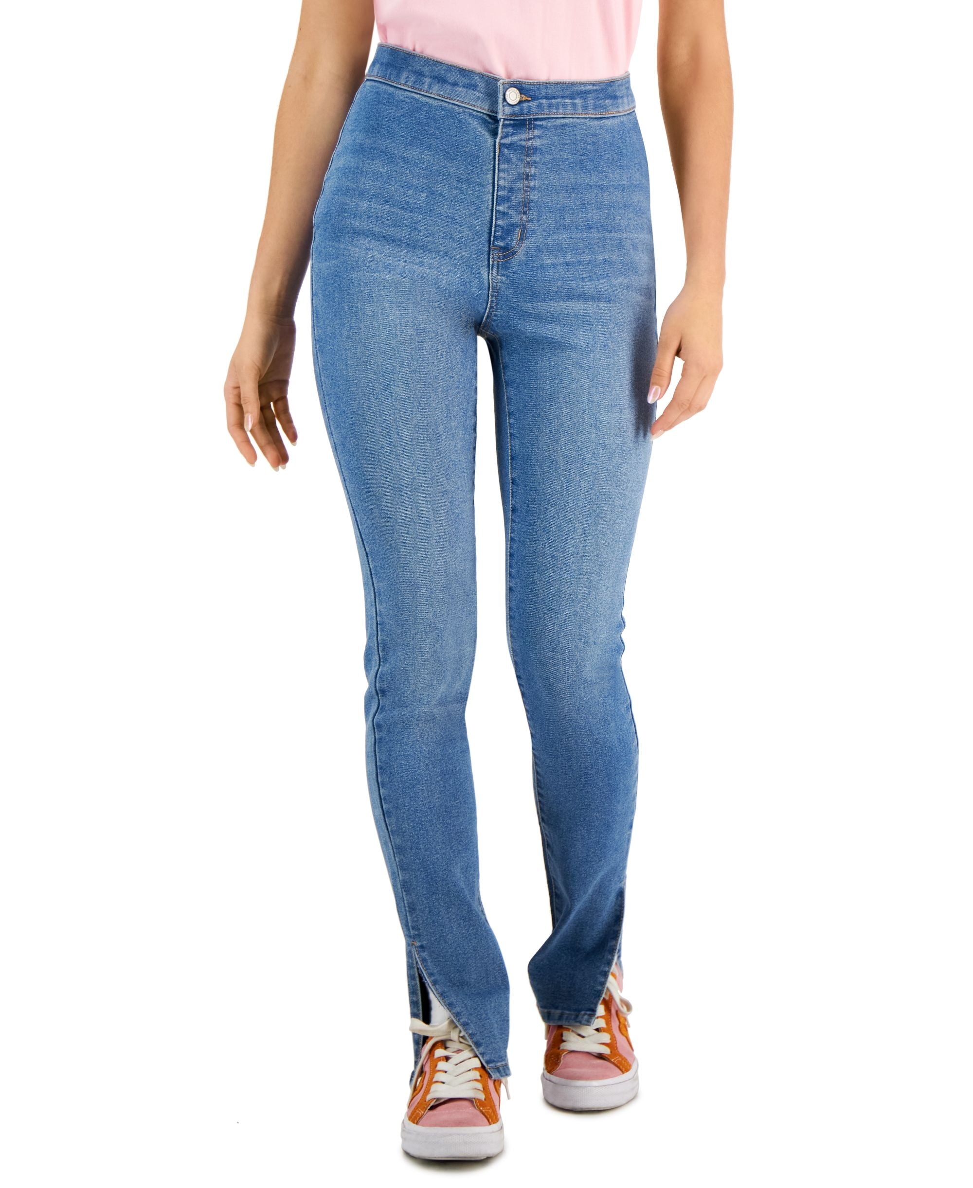 Juniors' Split-Hem Stretch Skinny Jeans