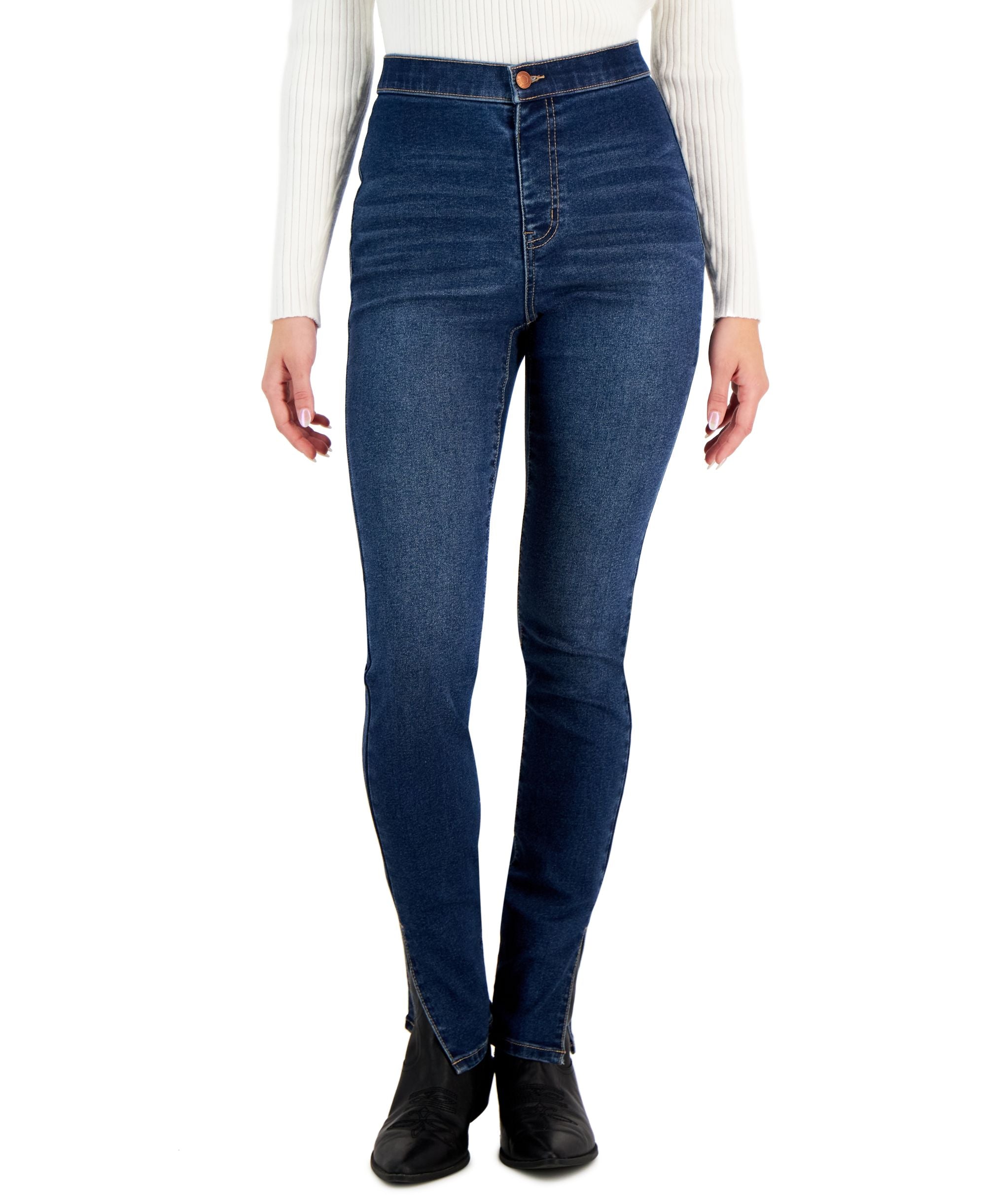 Juniors' Split-Hem Stretch Skinny Jeans