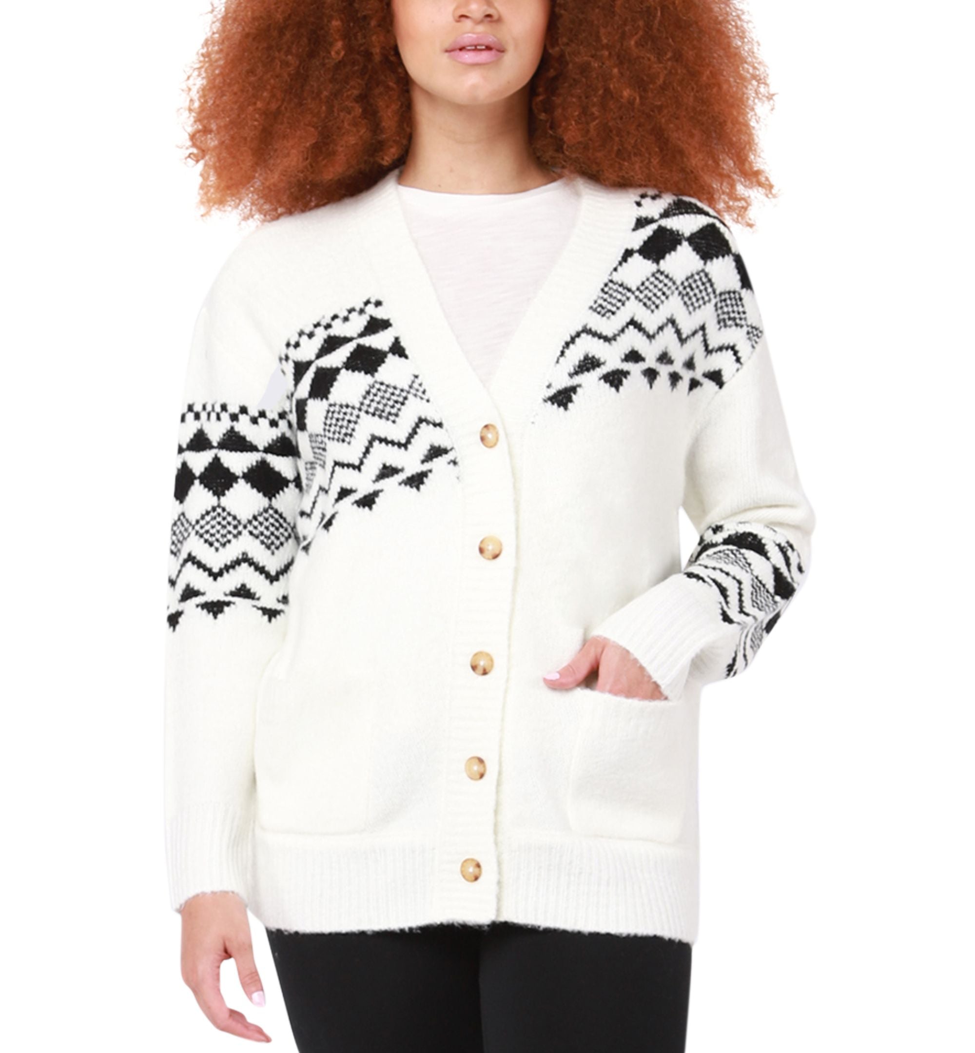 Petite Geo-Print Cardigan Sweater