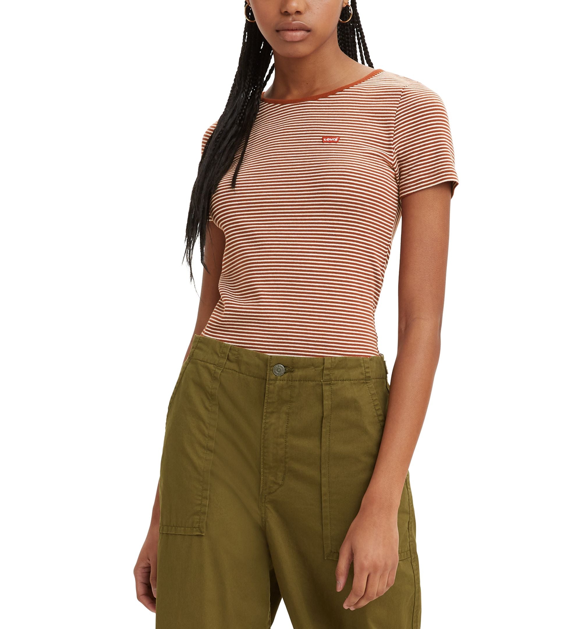 Women's Slim Fit Honey Ribbed Logo T-Shirt