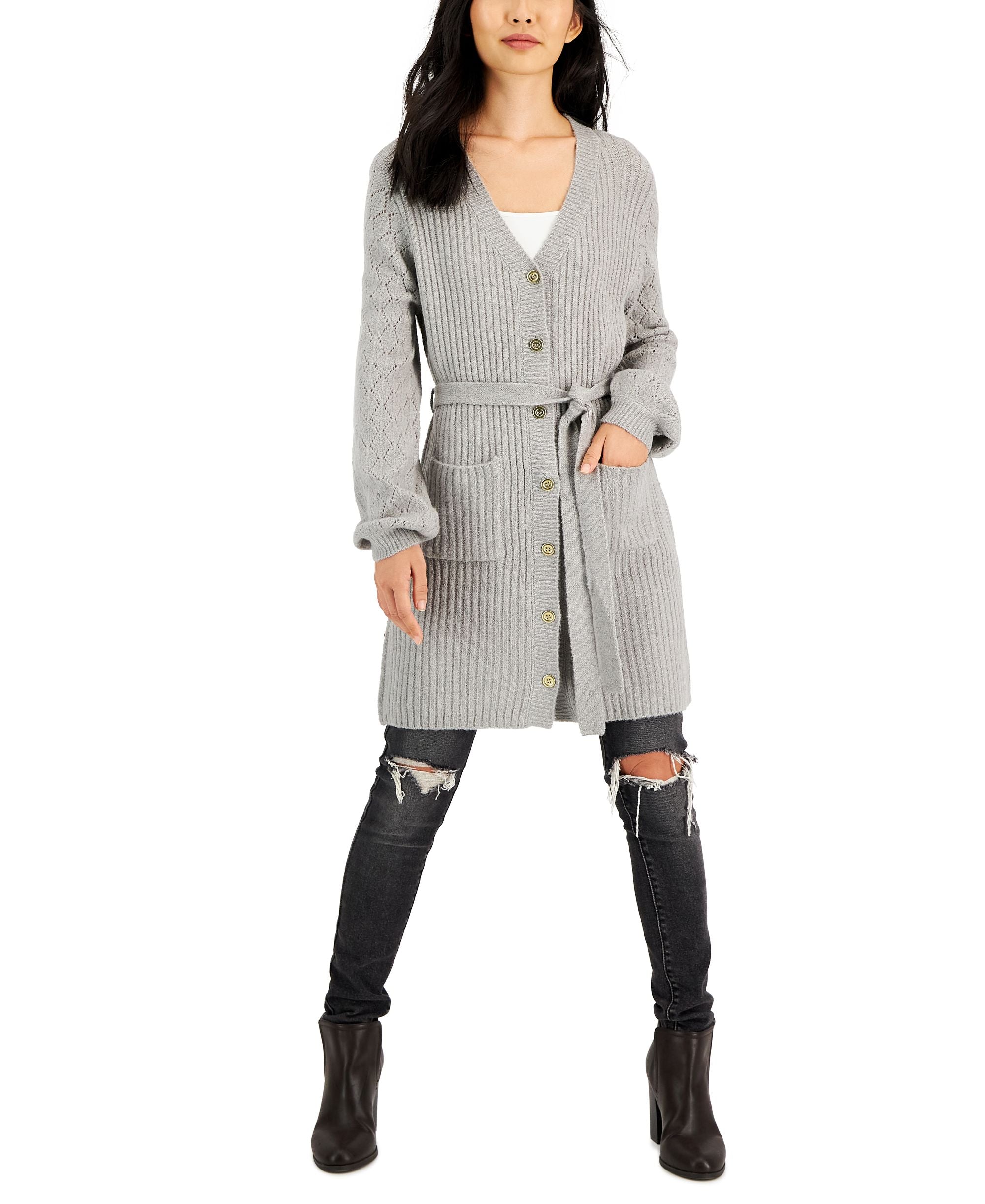 Jamie Layla Petite Belted Pointelle Sweater Dress