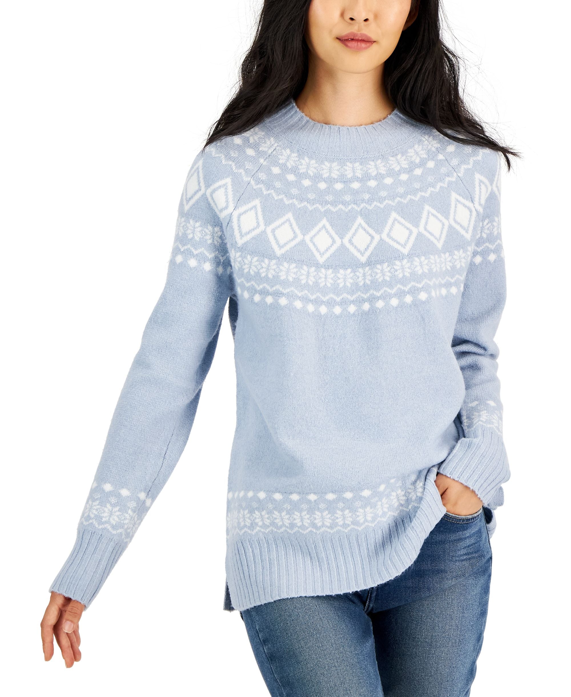 Petite Fair Isle Mock Neck Sweater