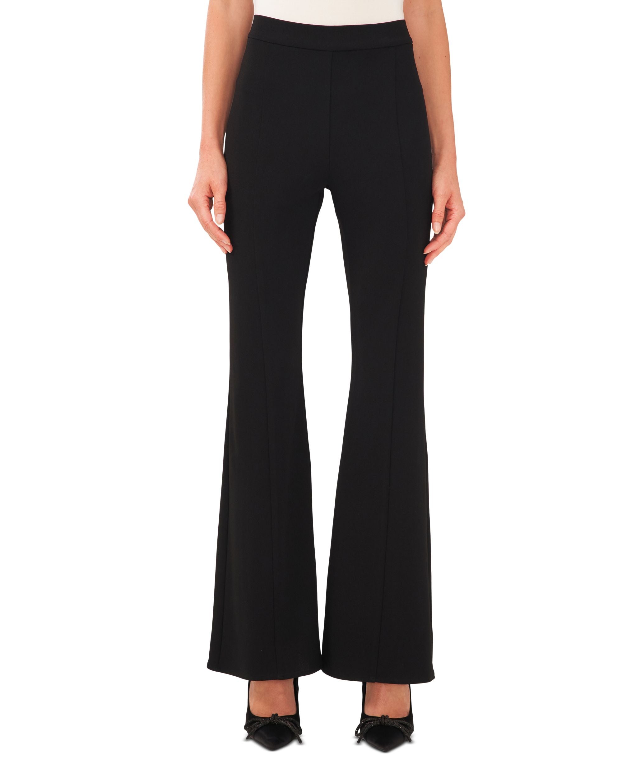 Cece Womens Princess Seam Flared Wide Leg Pants