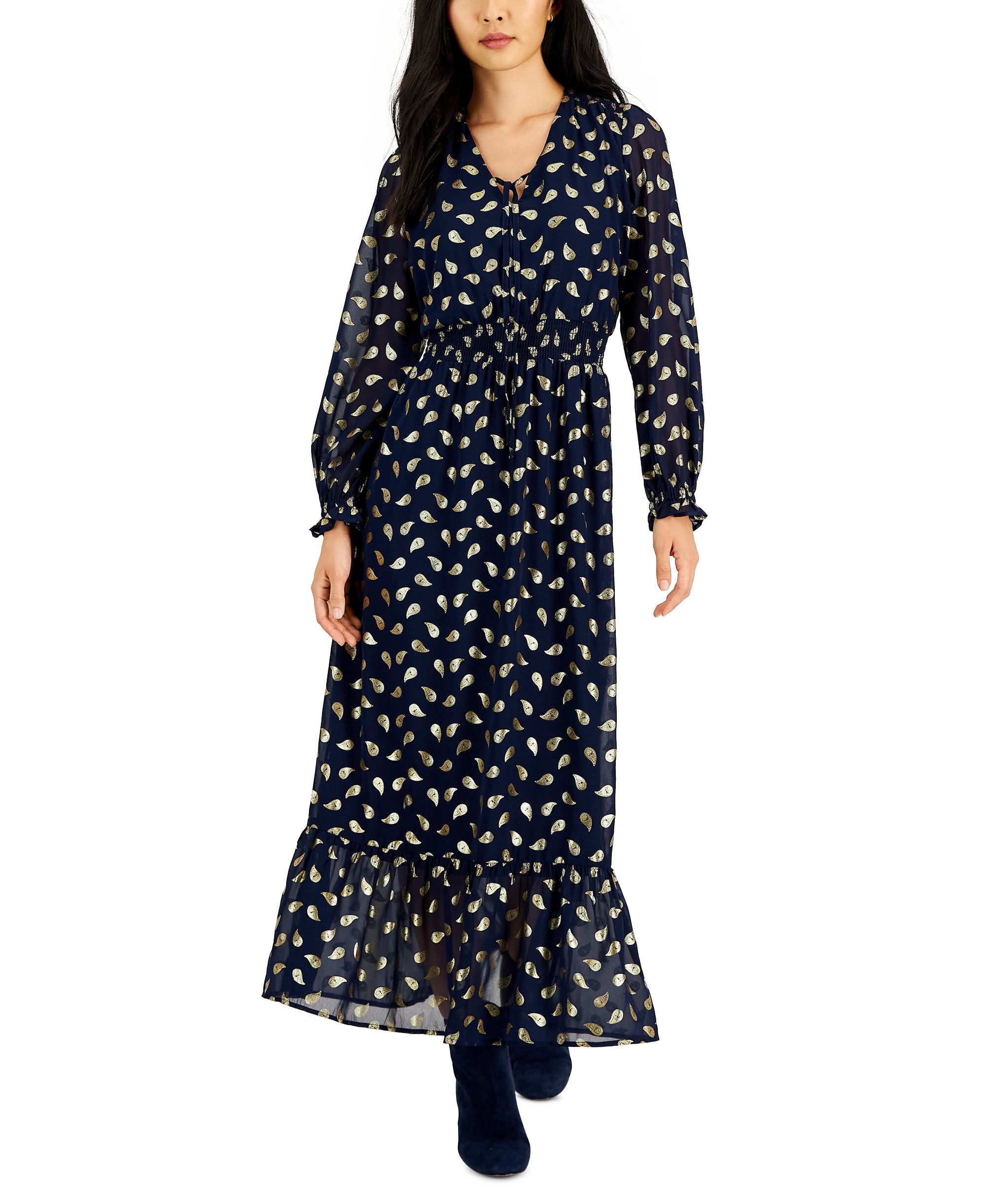 Jamie Layla Petite Foiled Paisley Print Maxi Dress