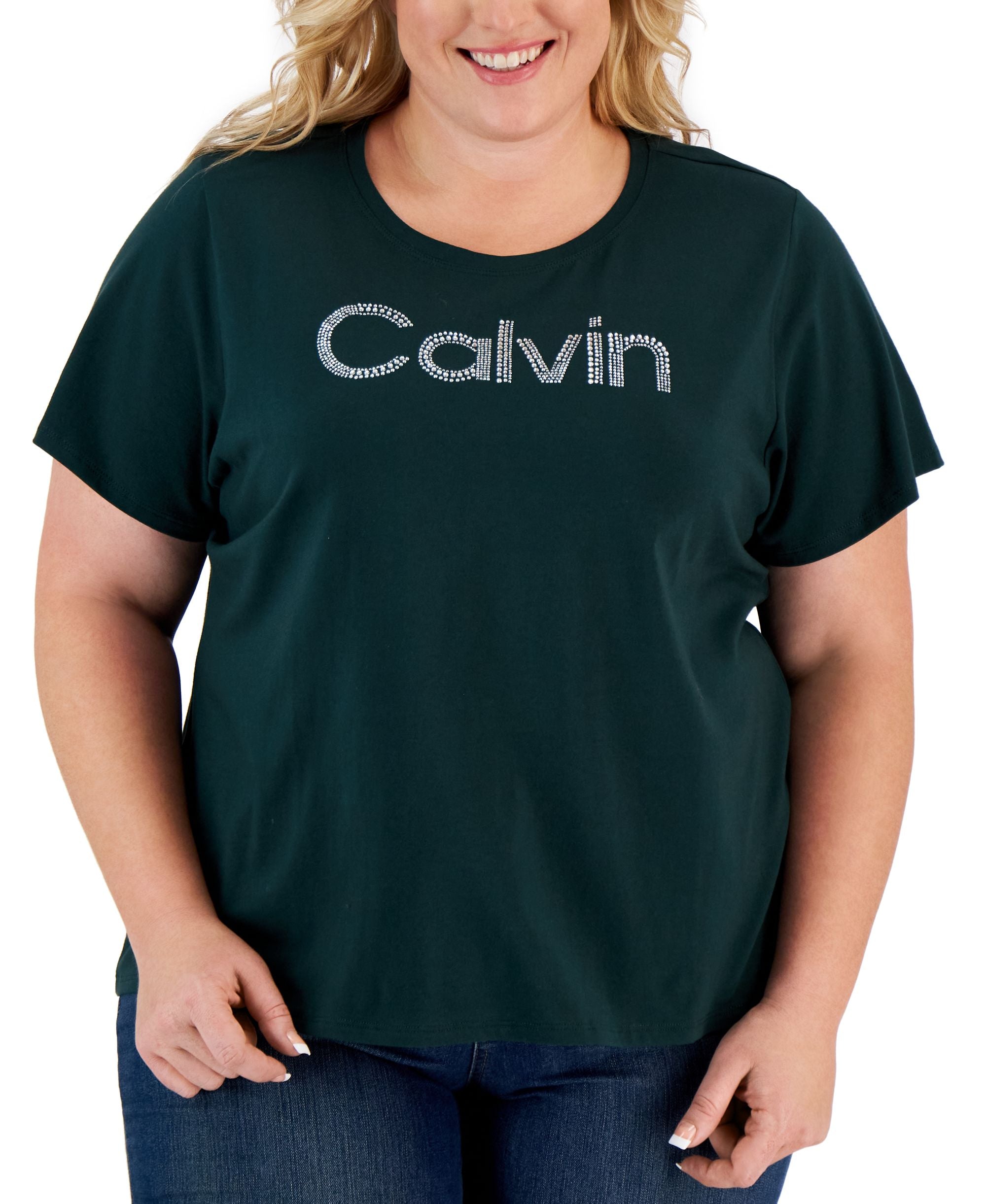 Plus Size Embellished Logo Short-Sleeve Tee