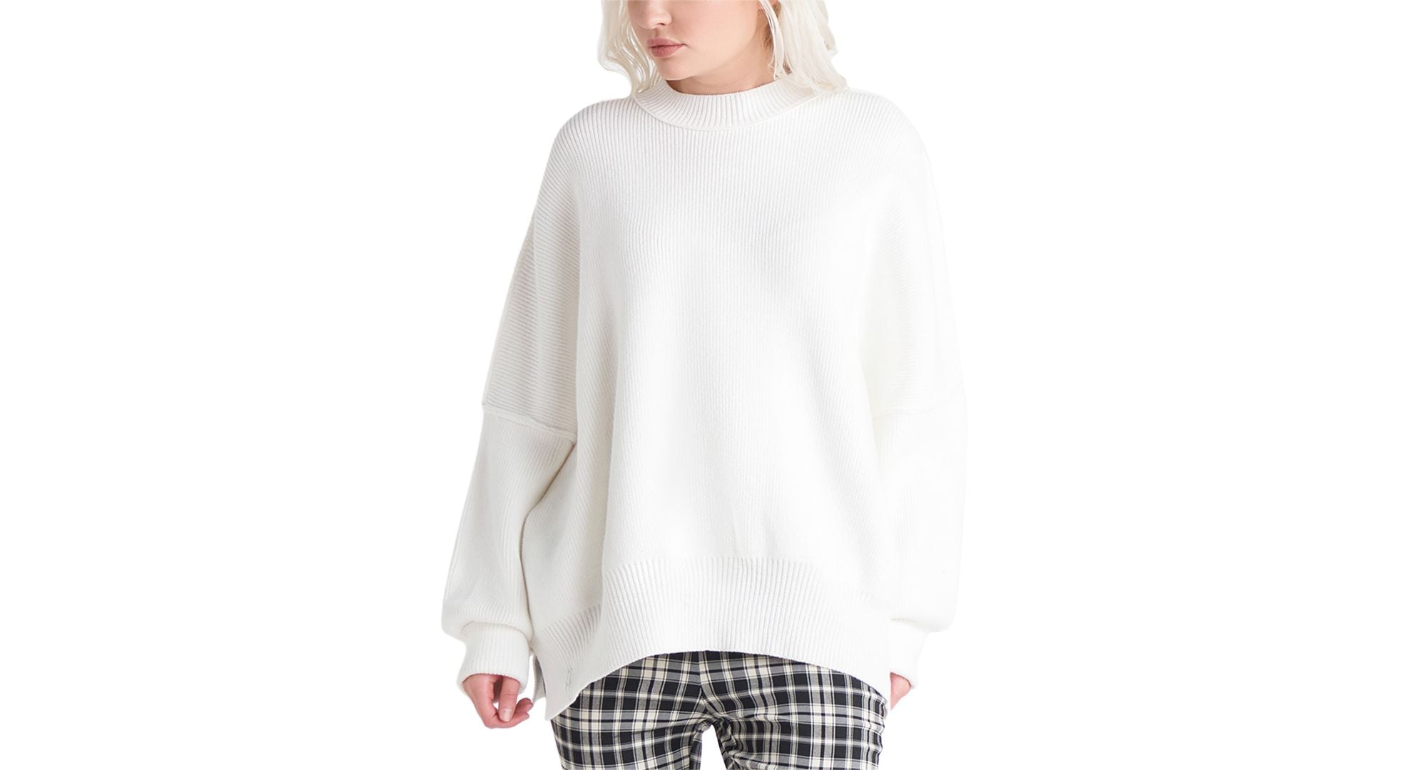 Black Tape Womens Long Sleeve Exposed Seams Tunic Sweater