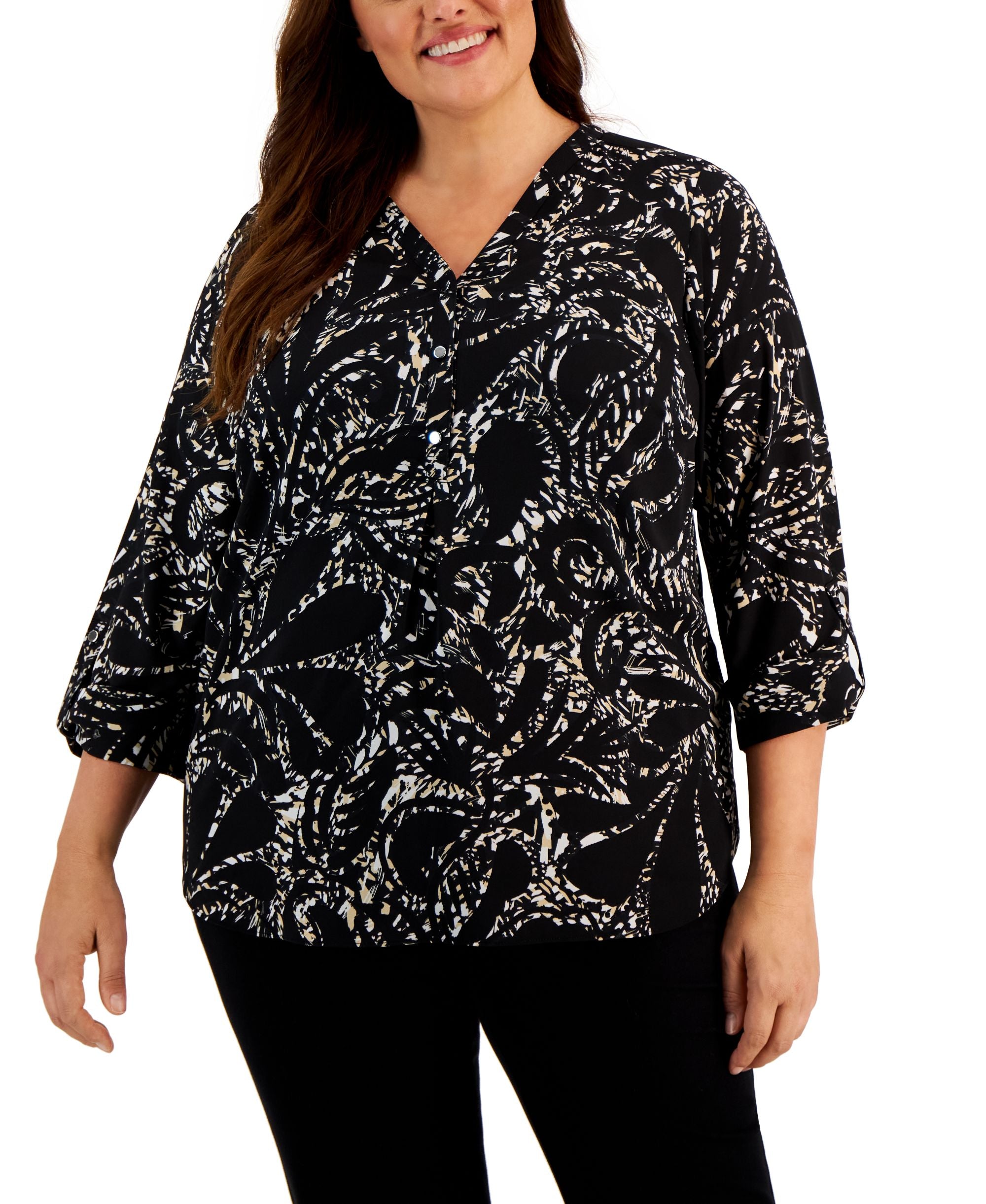 Plus Size Printed Utility Top
