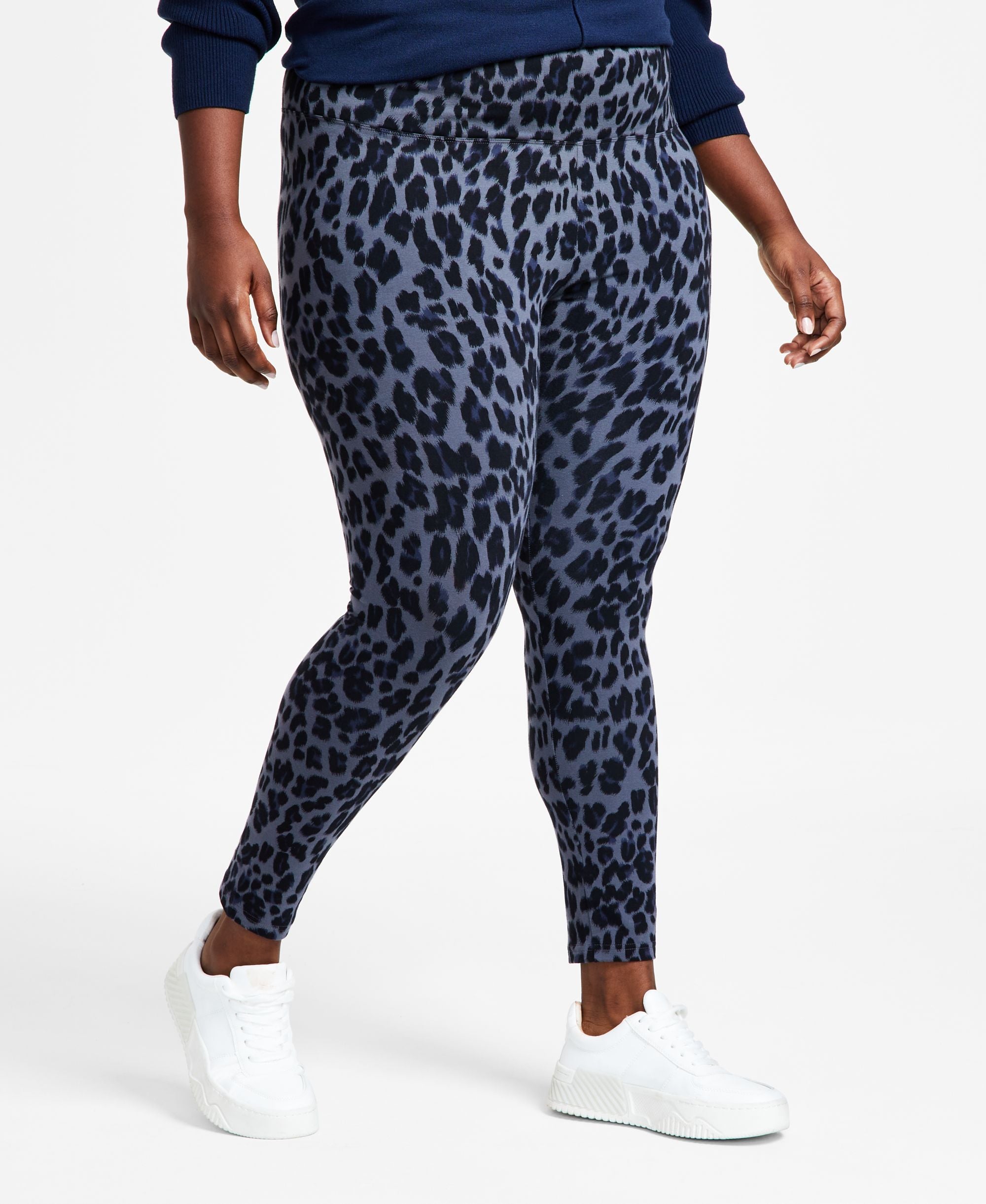 Plus Size Animal Print High Rise Leggings