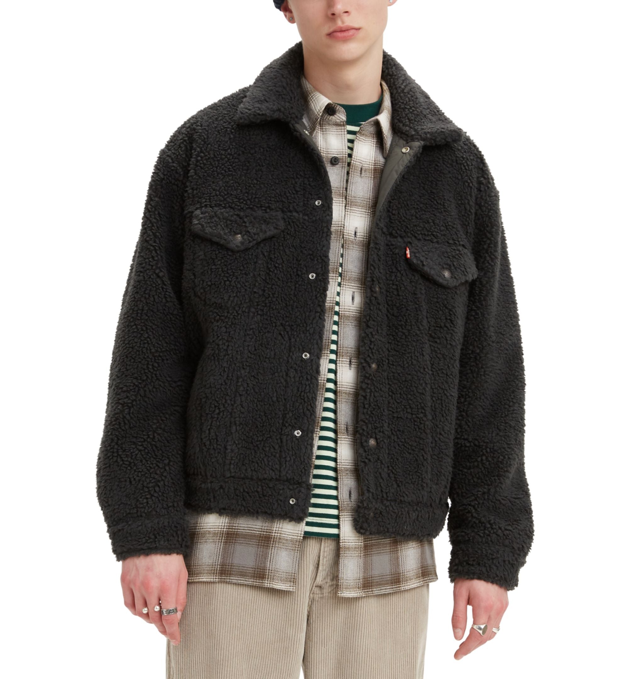 Men's Relaxed-Fit Sherpa-Fleece Trucker Jacket