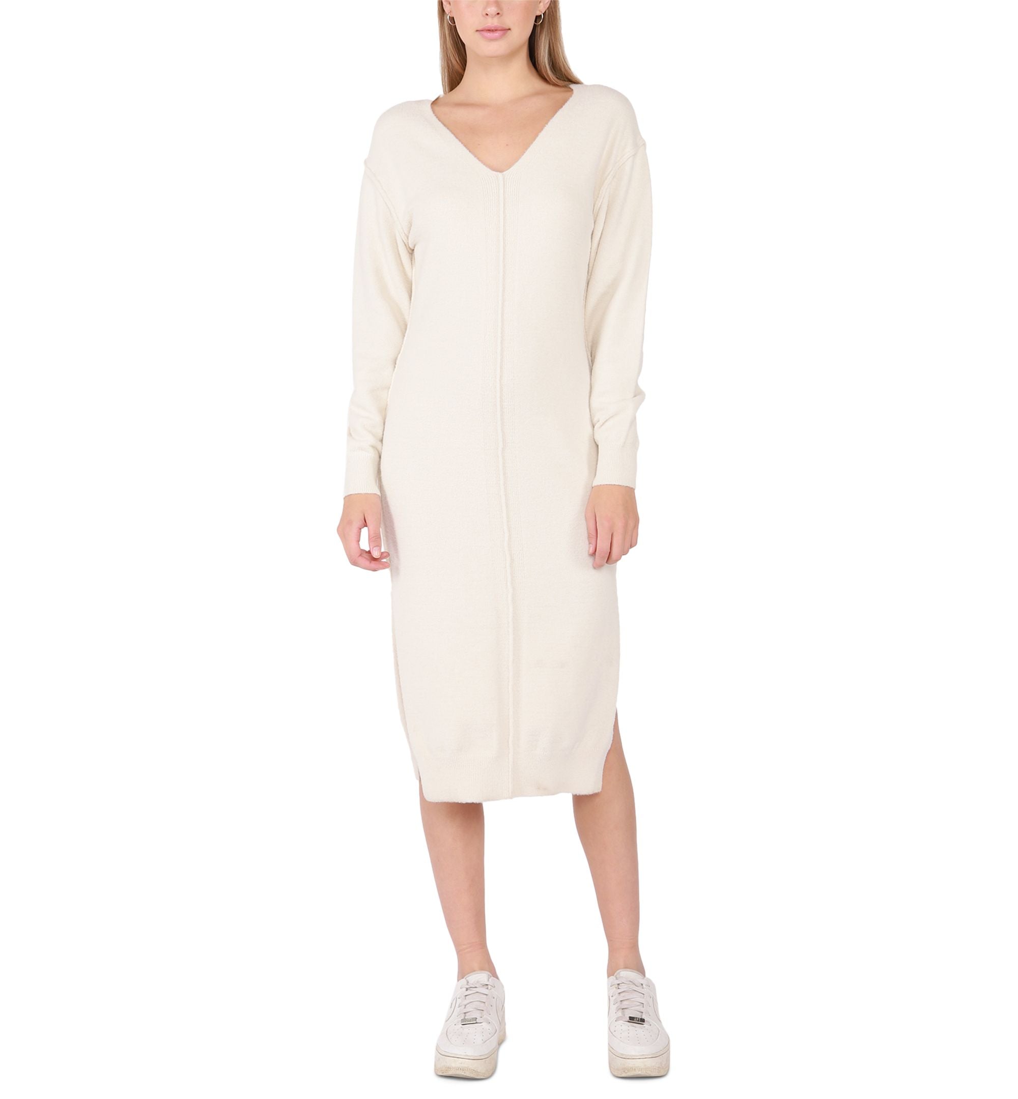 Black Tape Womens Exposed Seam Midi Sweater Dress