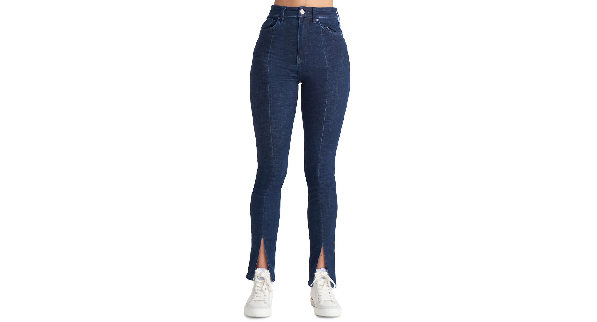 Petite High-Rise Front-Slit Skinny Jeans