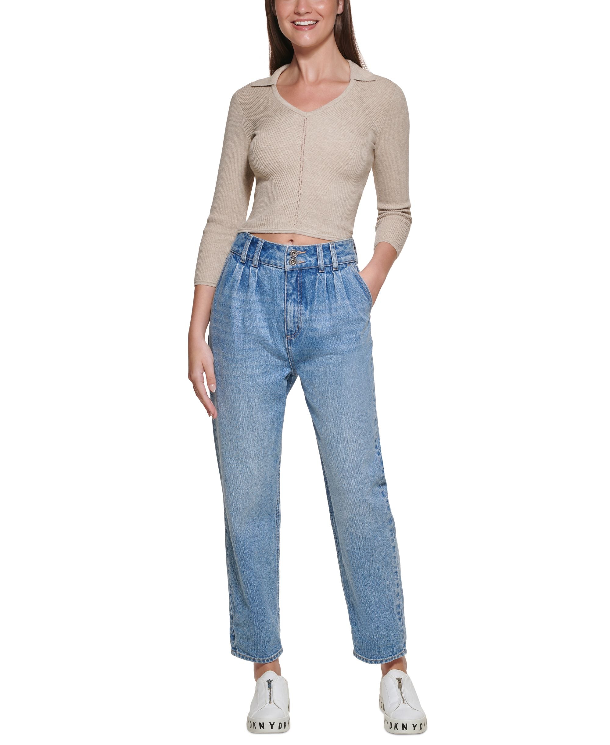 DKNY Jeans Womens Pleated Jeans