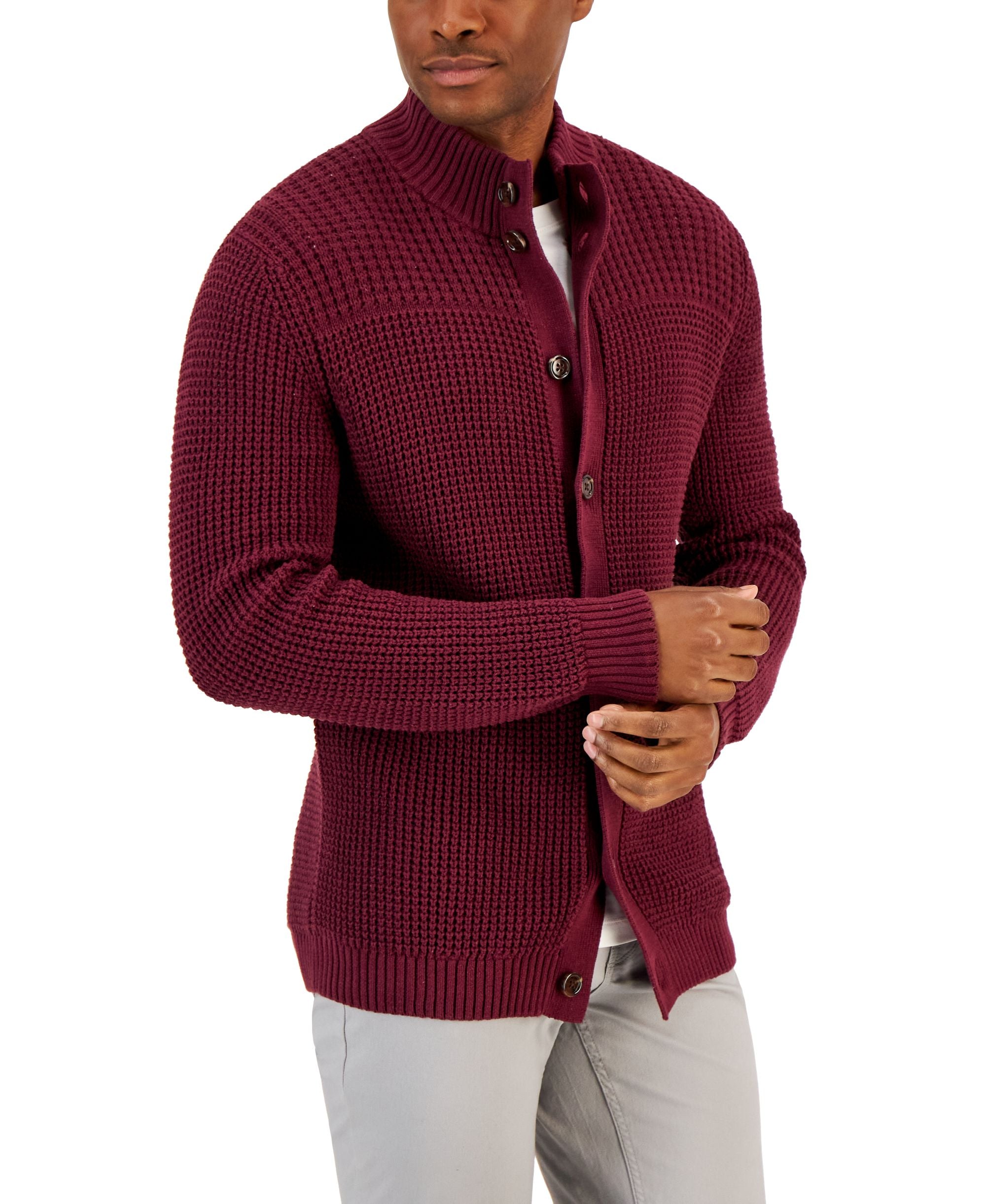 Men's Chunky Waffle Cardigan