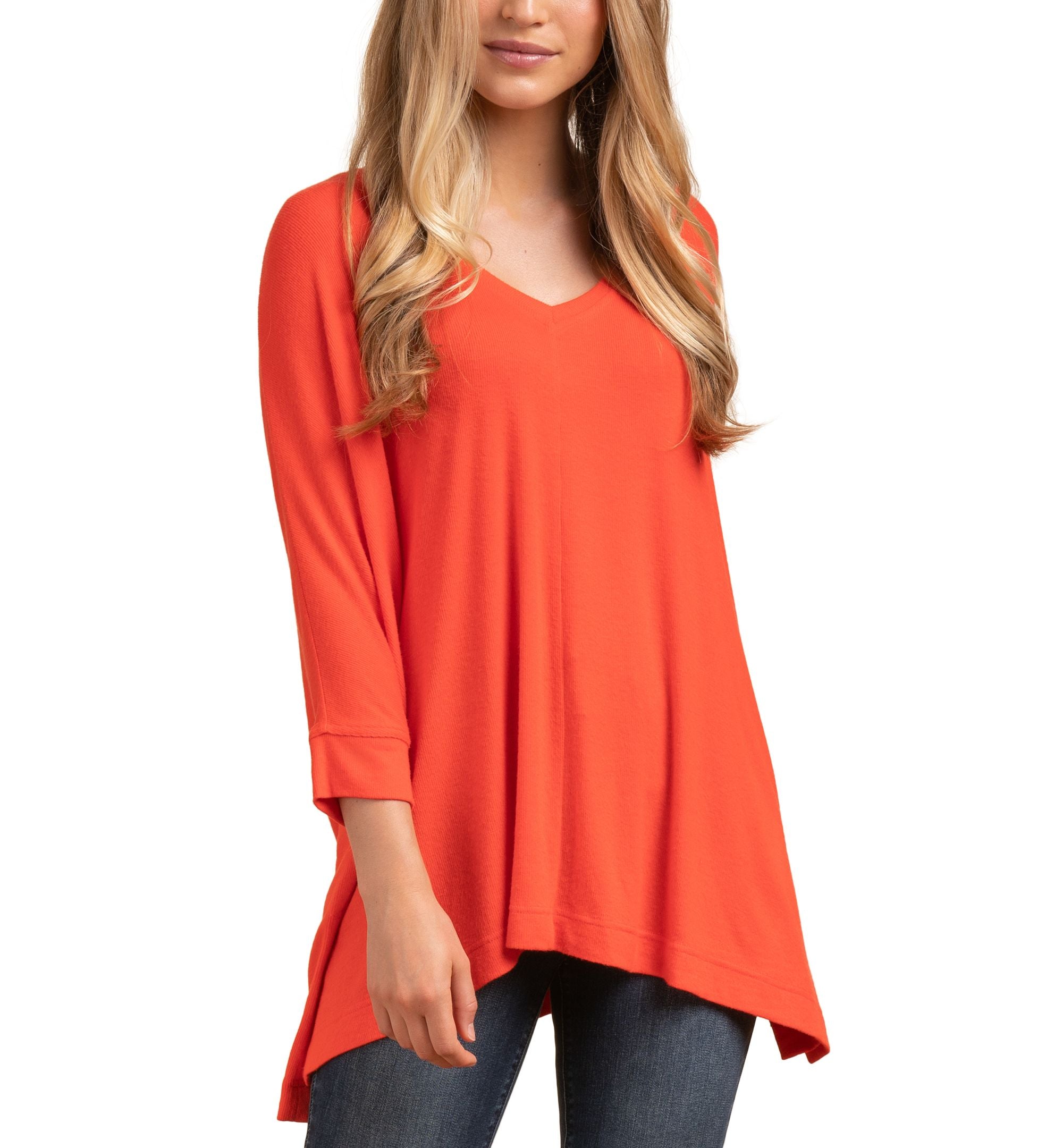 Laurie Felt Los Angeles Womens Modal Oversized Ribbed Knit Pullover Top