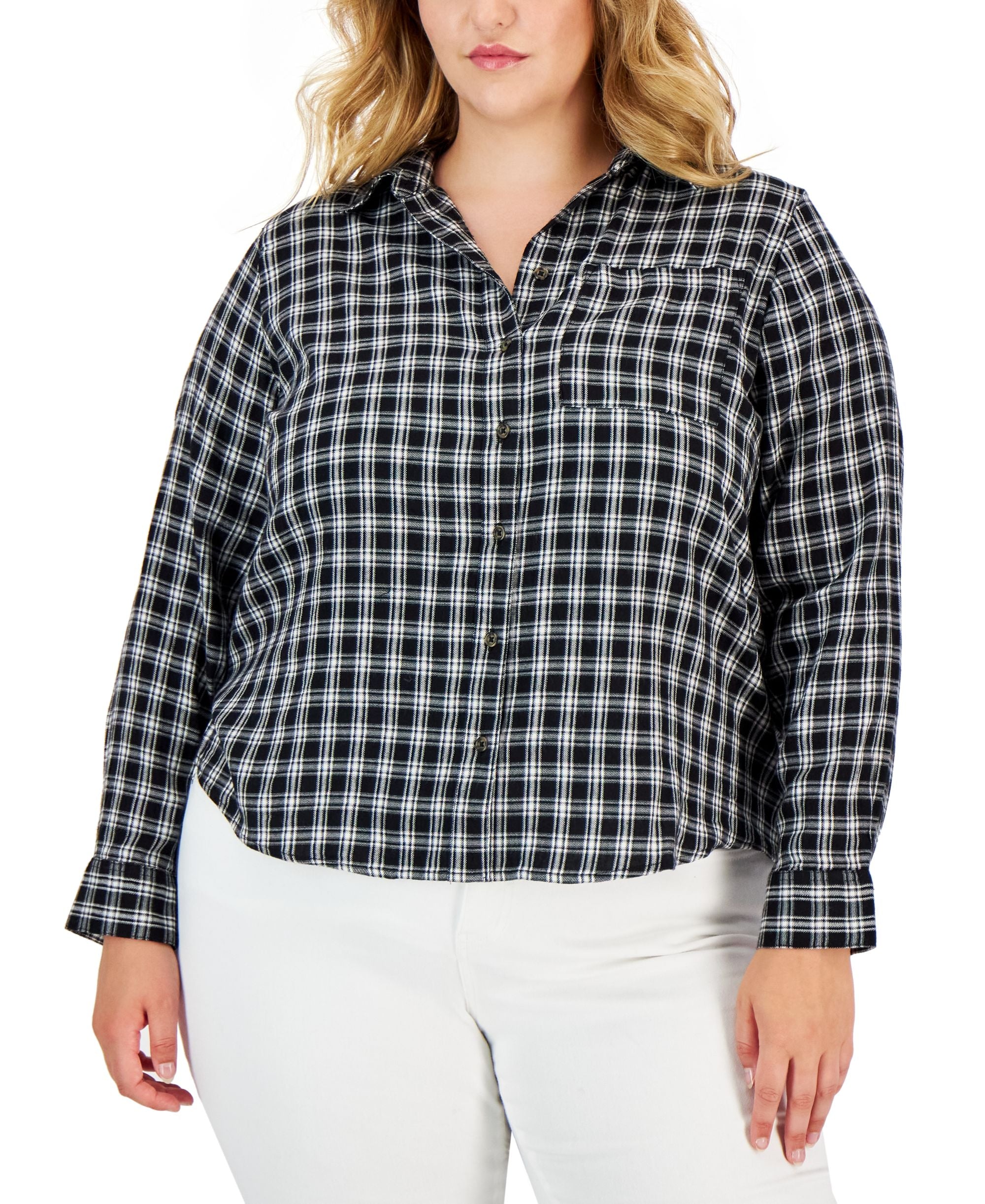 Style & Co Plus Size Plaid Perfect Shirt