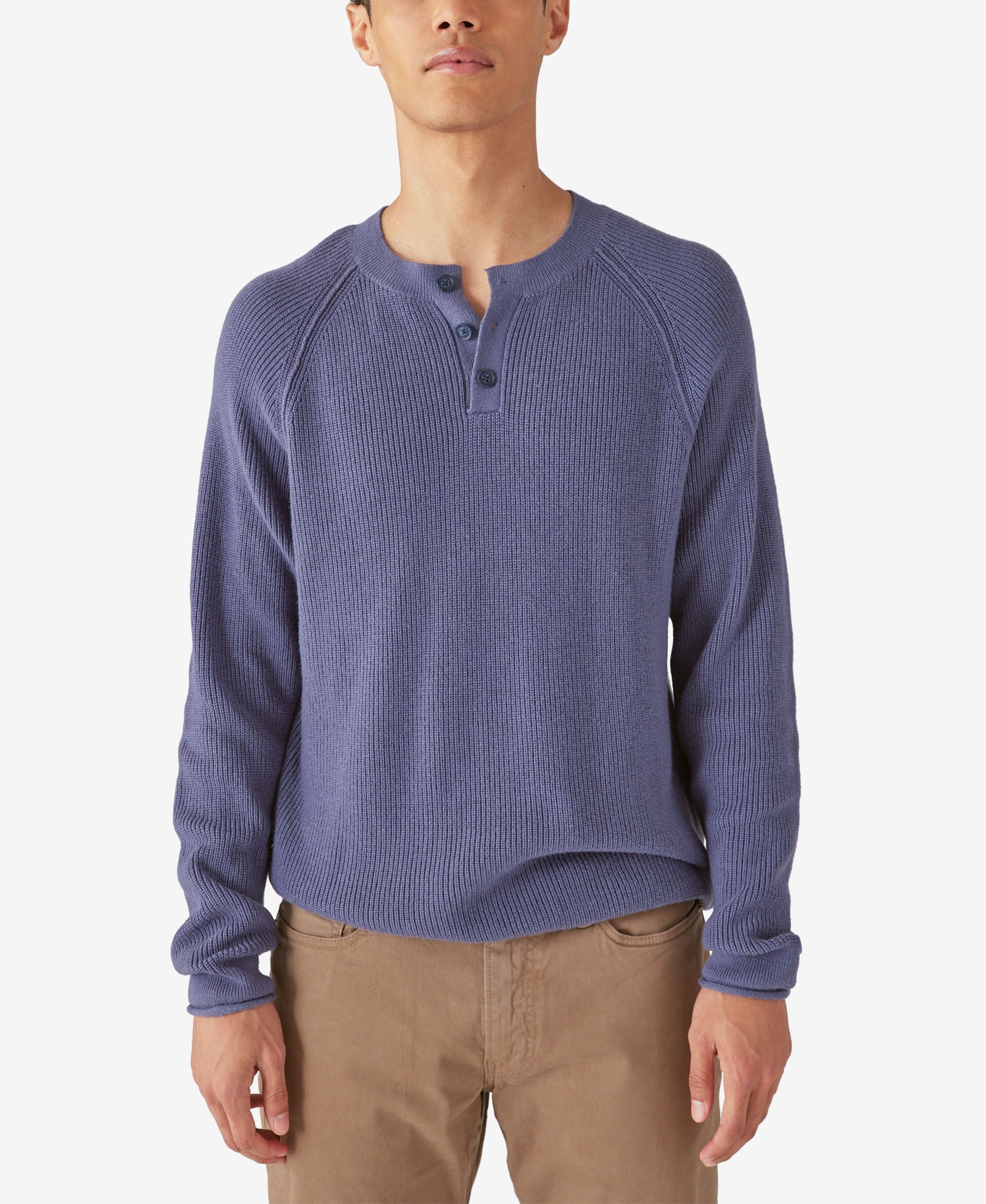 Men's Long Sleeves Cloud Soft Henley Sweater
