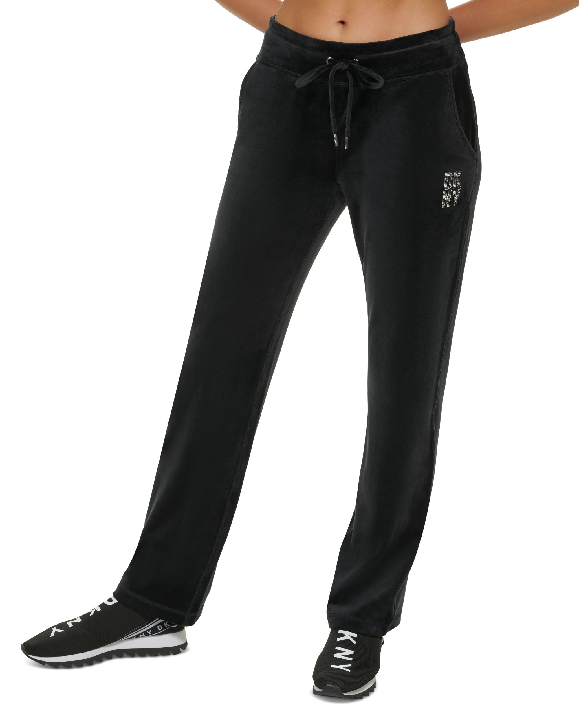 DKNY Sport Womens Velour Rhinestone Logo Pant