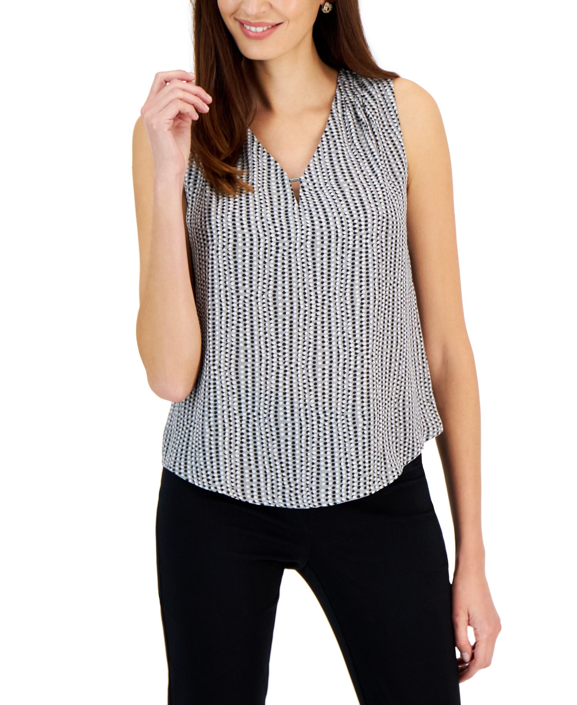 Women's Sleeveless Printed V-Neck Bar Tank