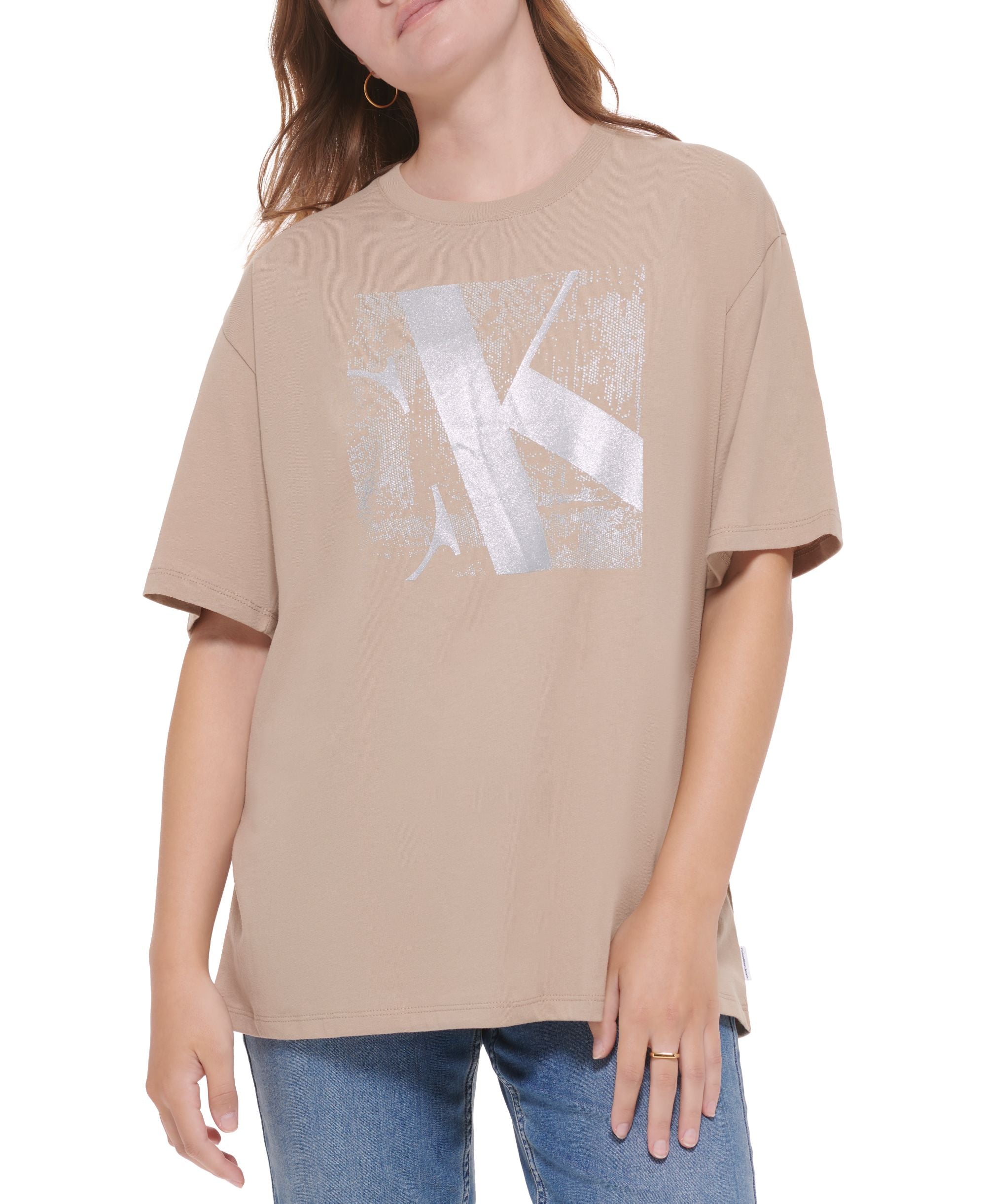 Women's In Glitter Crewneck Logo Tee