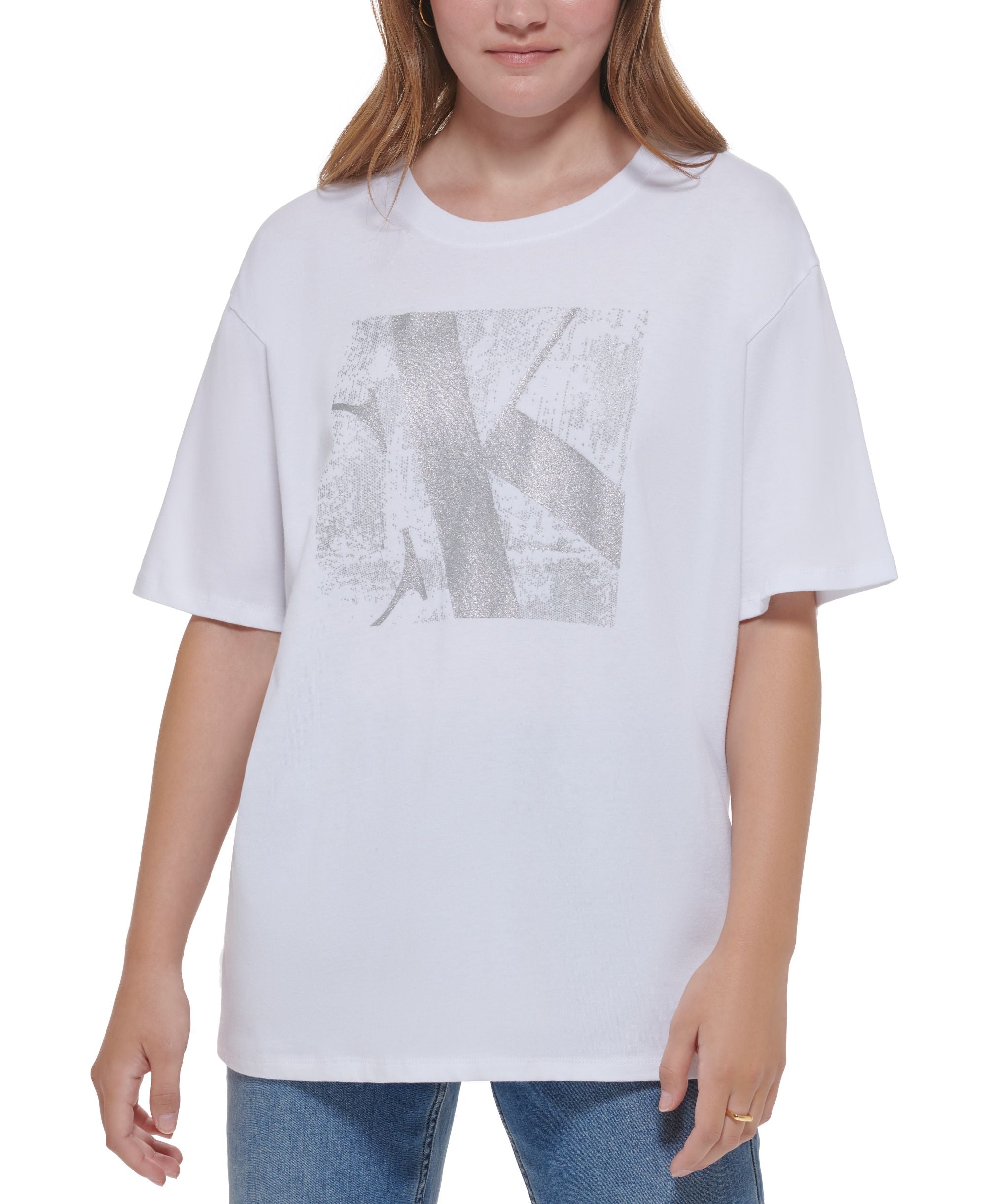 Women's In Glitter Crewneck Logo Tee