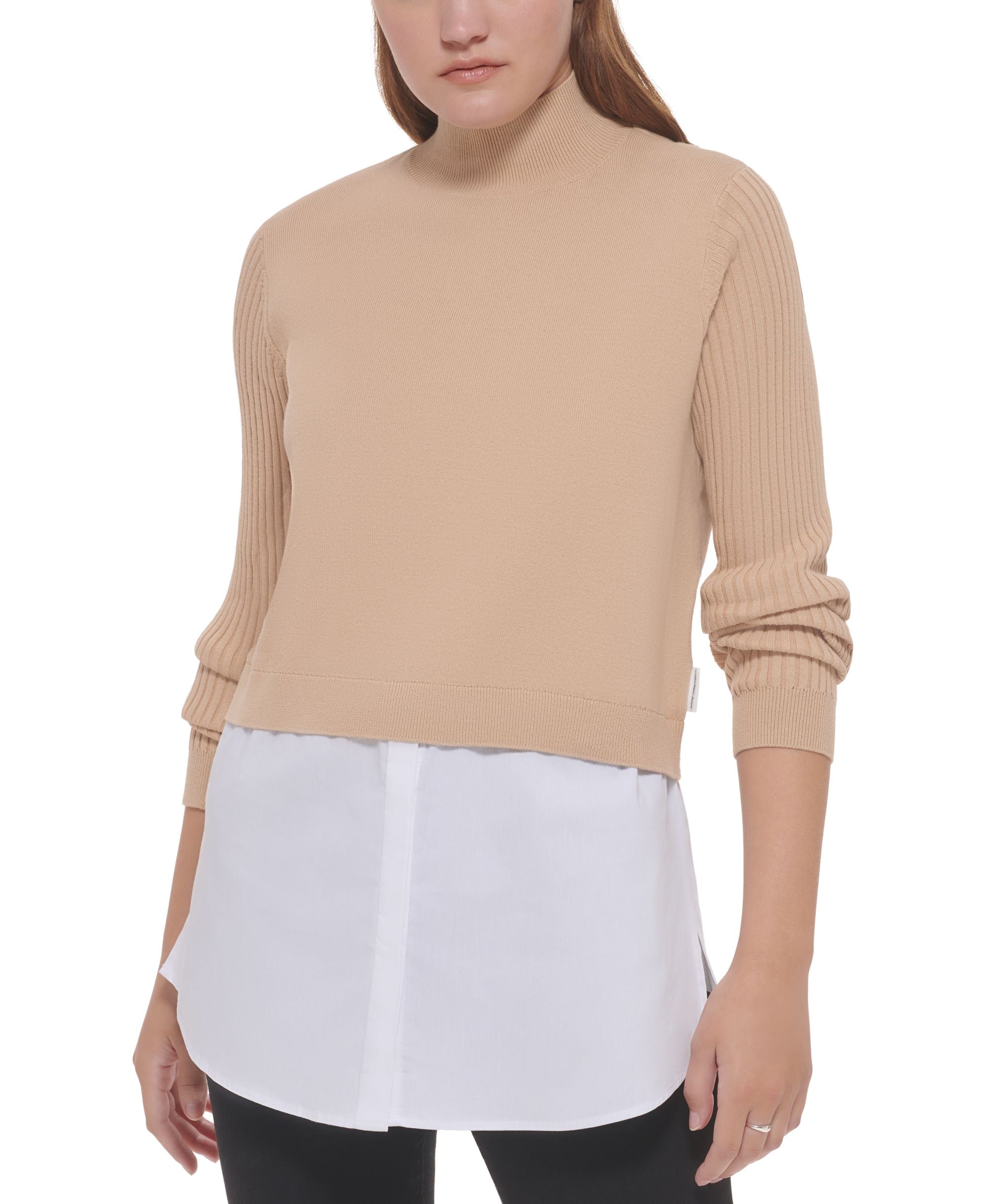 Women's Mixed Media Long-Sleeve Sweater