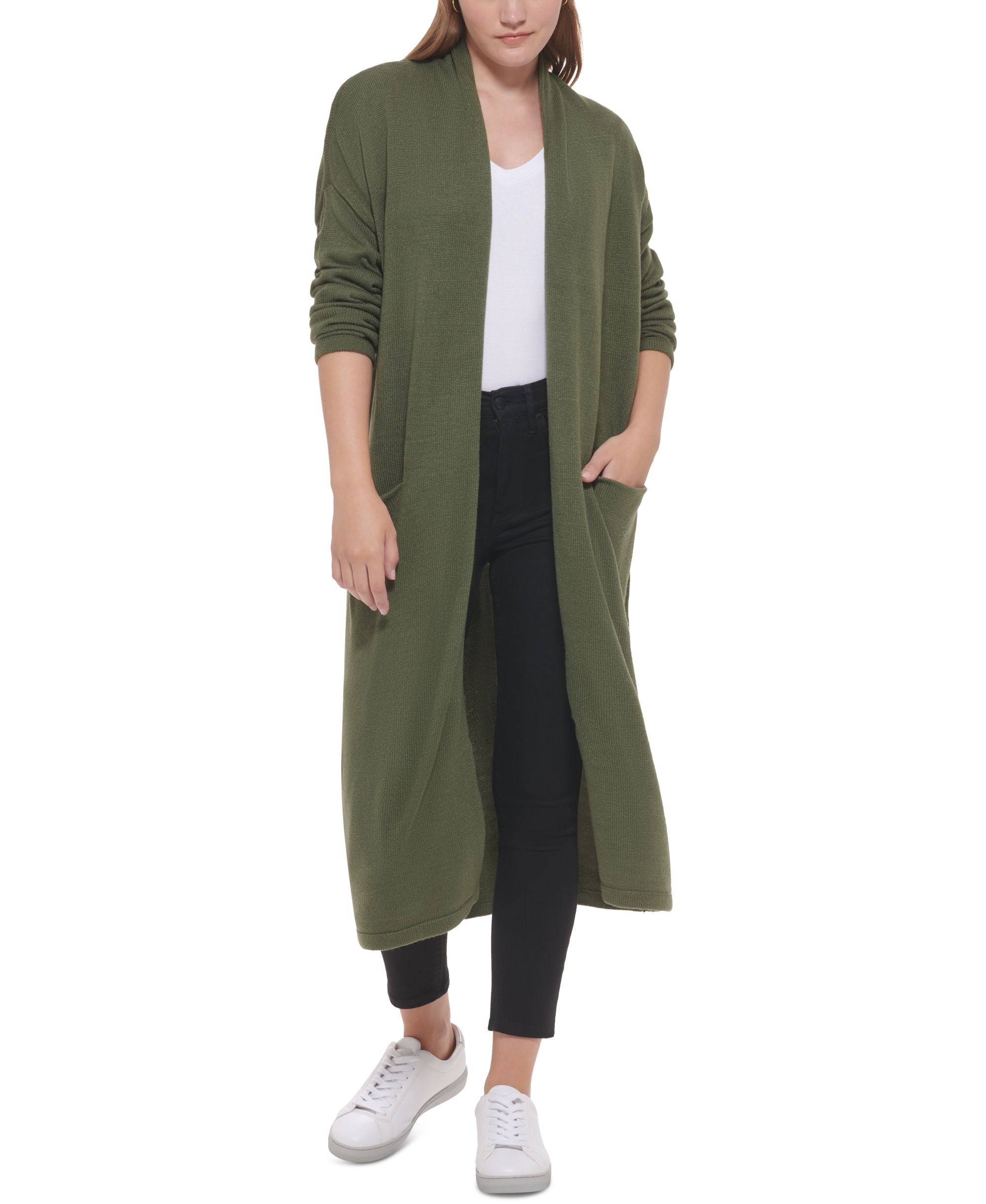 Women's Open-Front Long Cardigan
