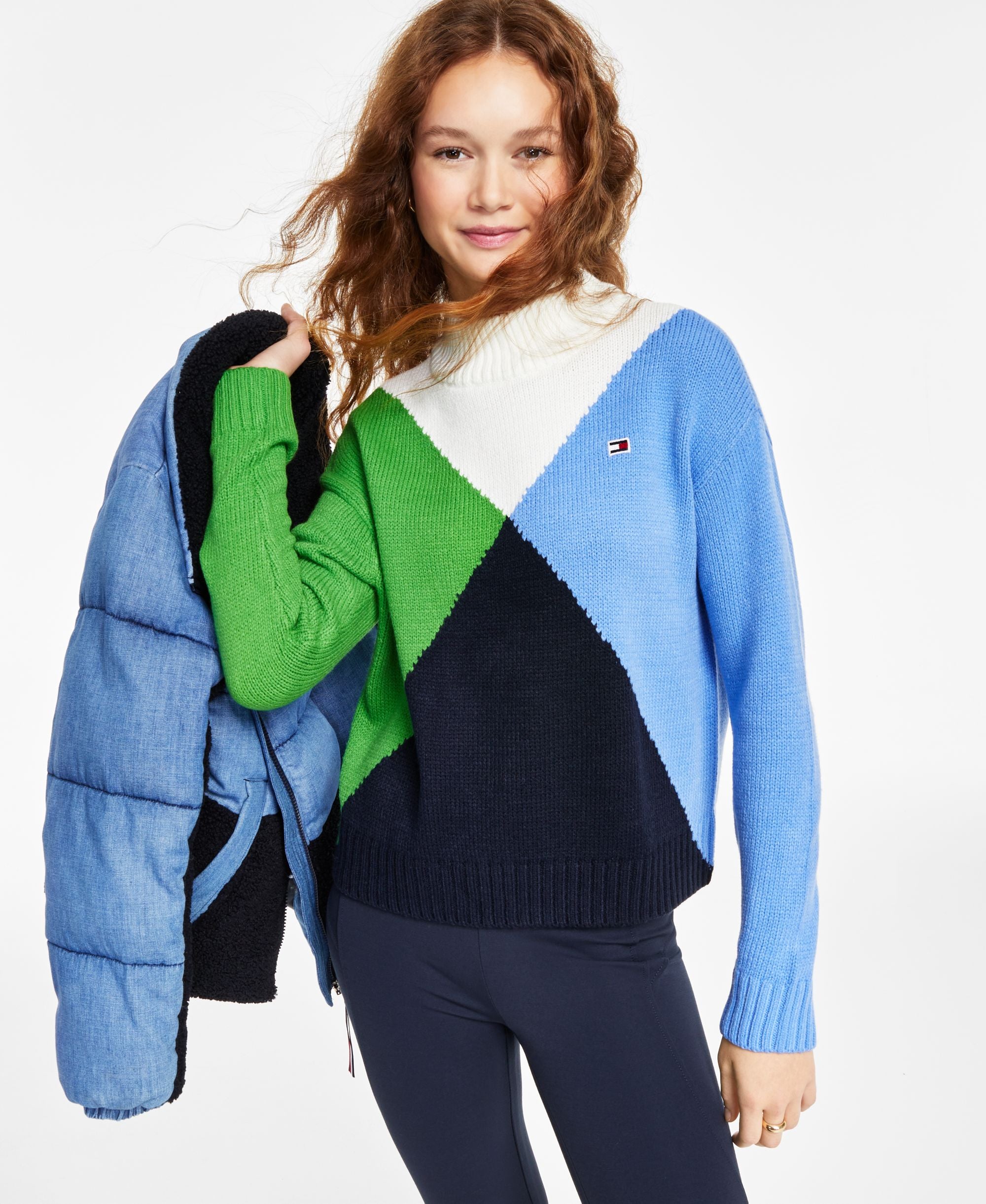 Women's Diamond-Print Mock-Neck Sweater