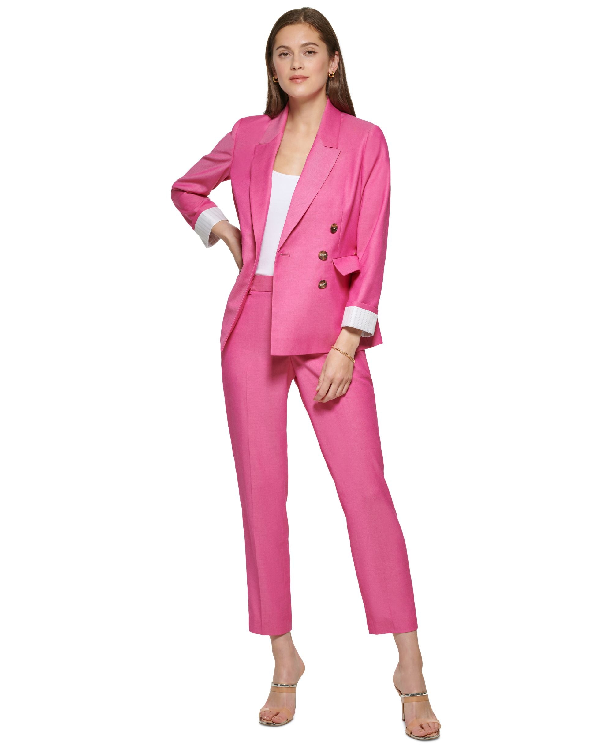 Double Breasted Button Front Blazer