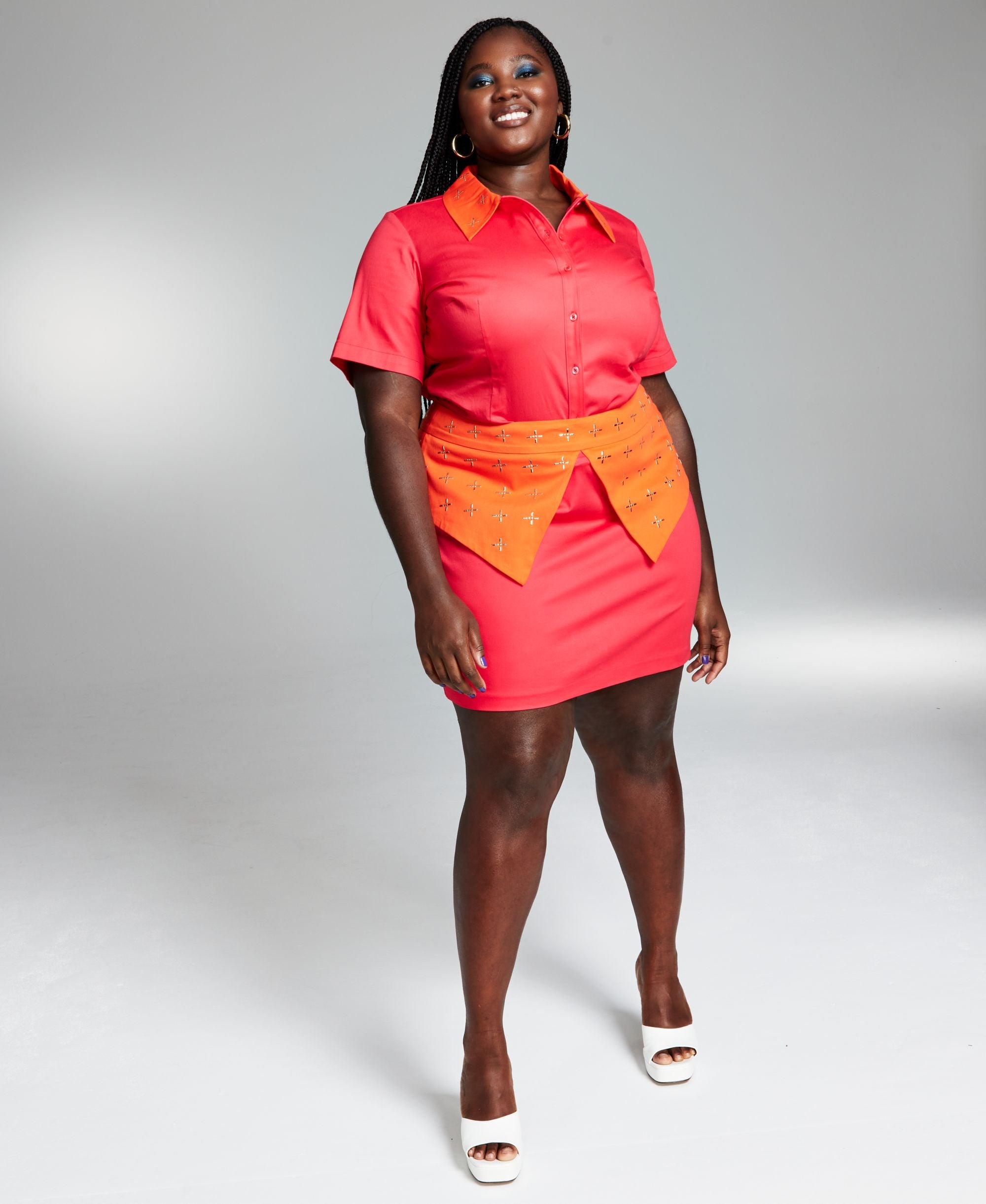 Googoo Atkins Trendy Plus Size Embellished Peplum Skirt