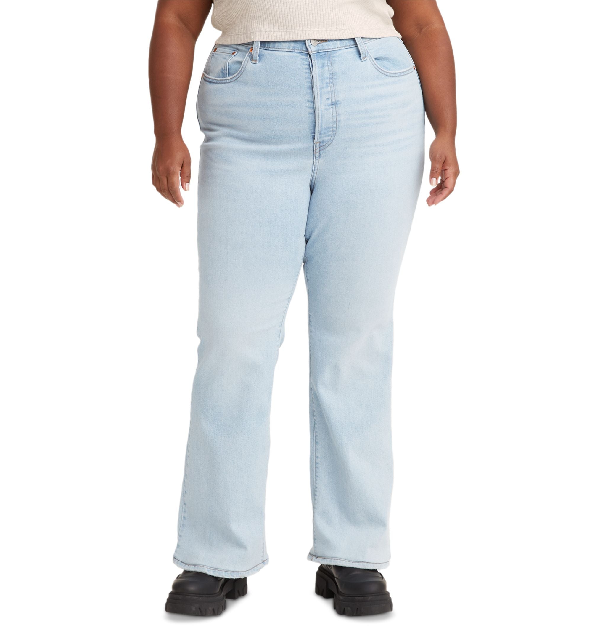 Trendy Plus Size Cotton Ribcage High-Rise Jeans