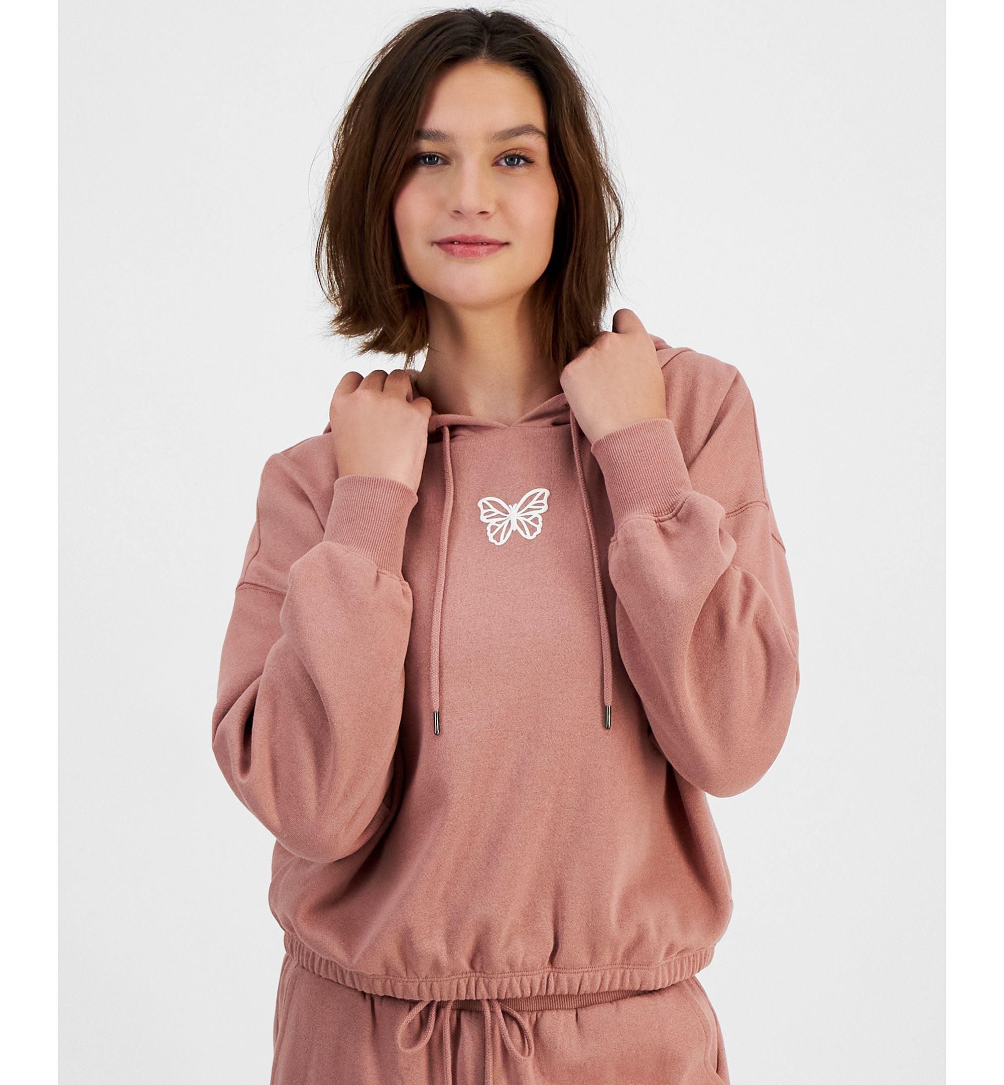 Juniors' Graphic-Print Cropped Hoodie