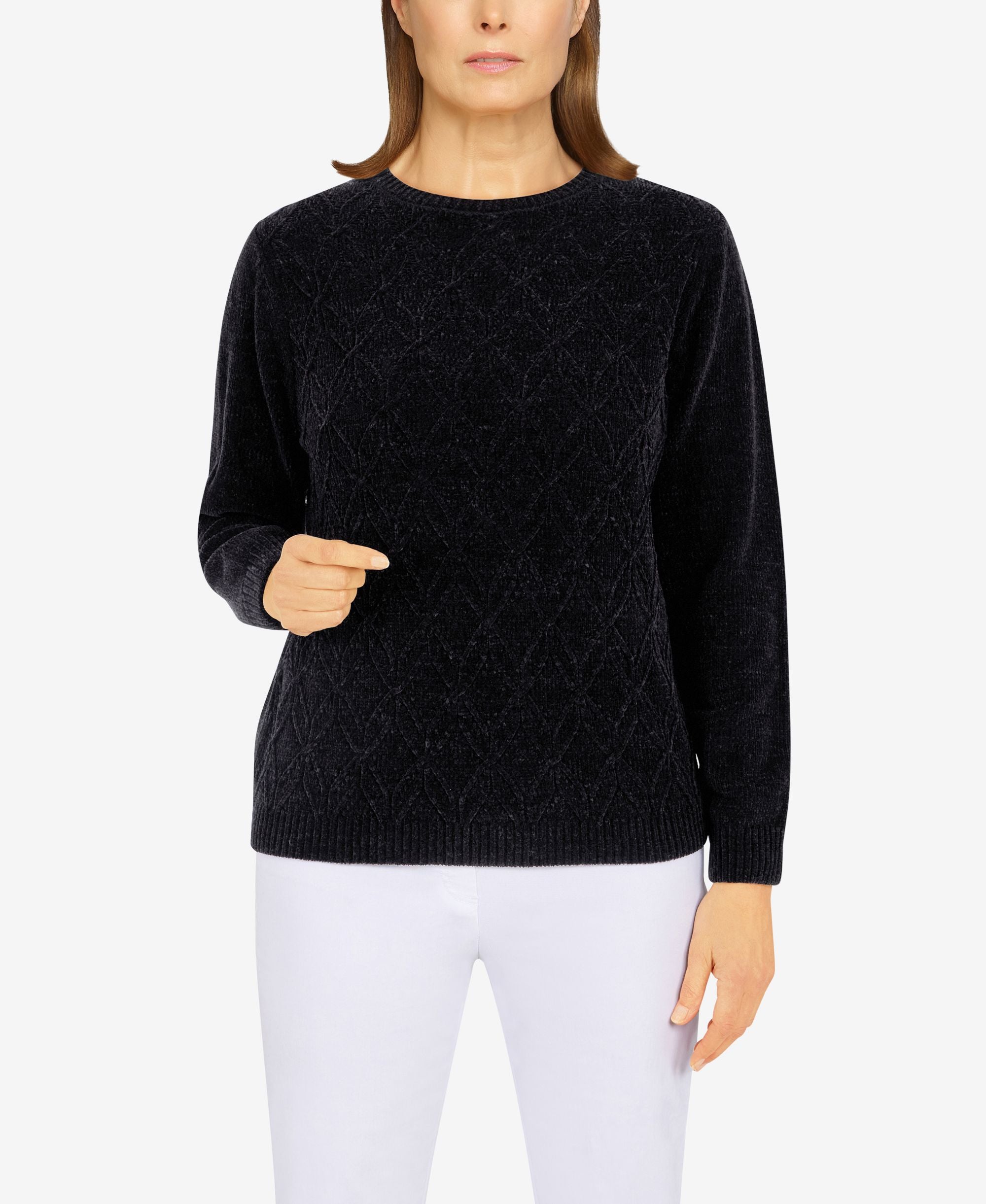Alfred Dunner Petite Size Classics Chenille Cable Stitch Sweater