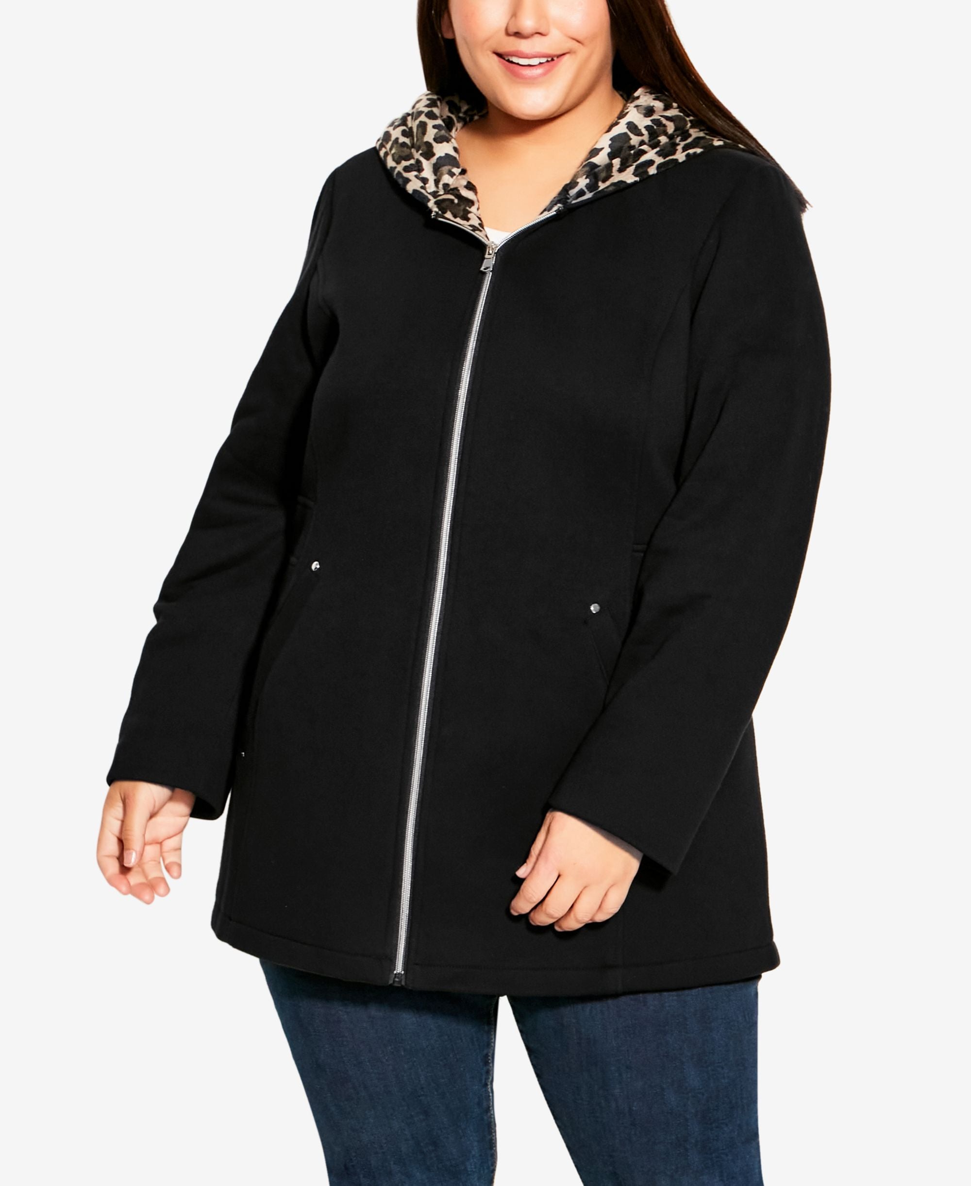 Plus Size Animal Contrast Jacket