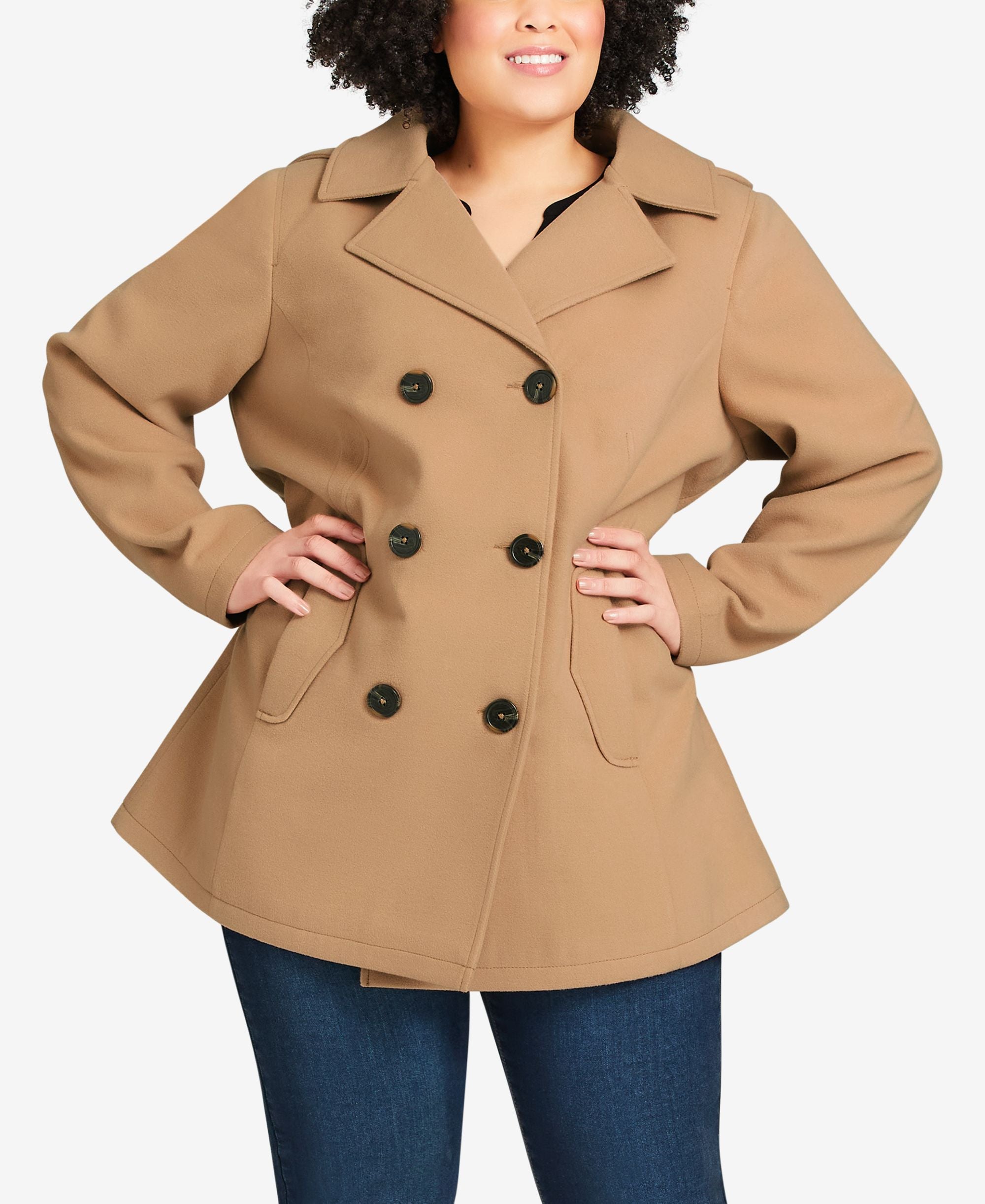 Plus Size Faux Wool Peacoat