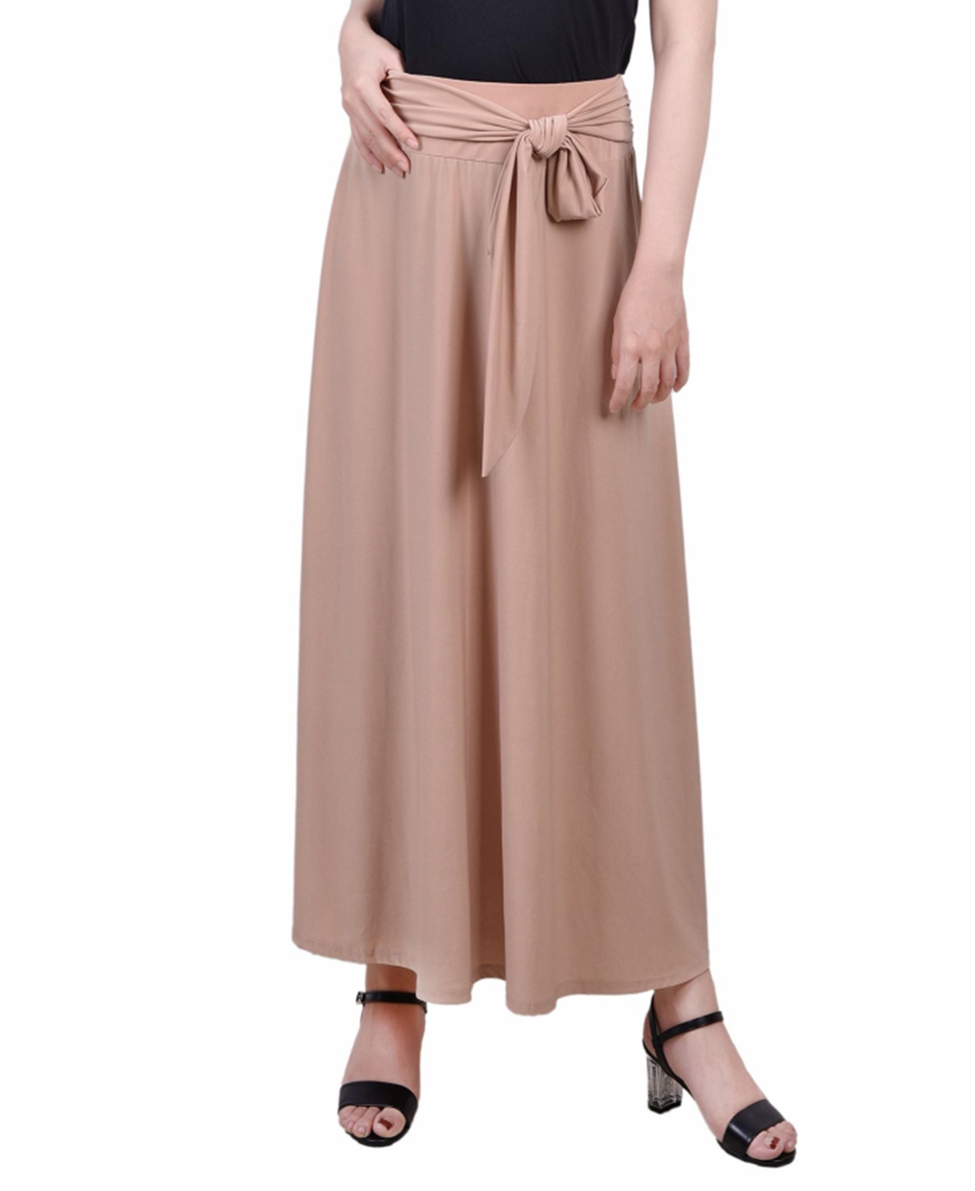 NY Collection Petite Maxi Skirt With Sash Waist Tie