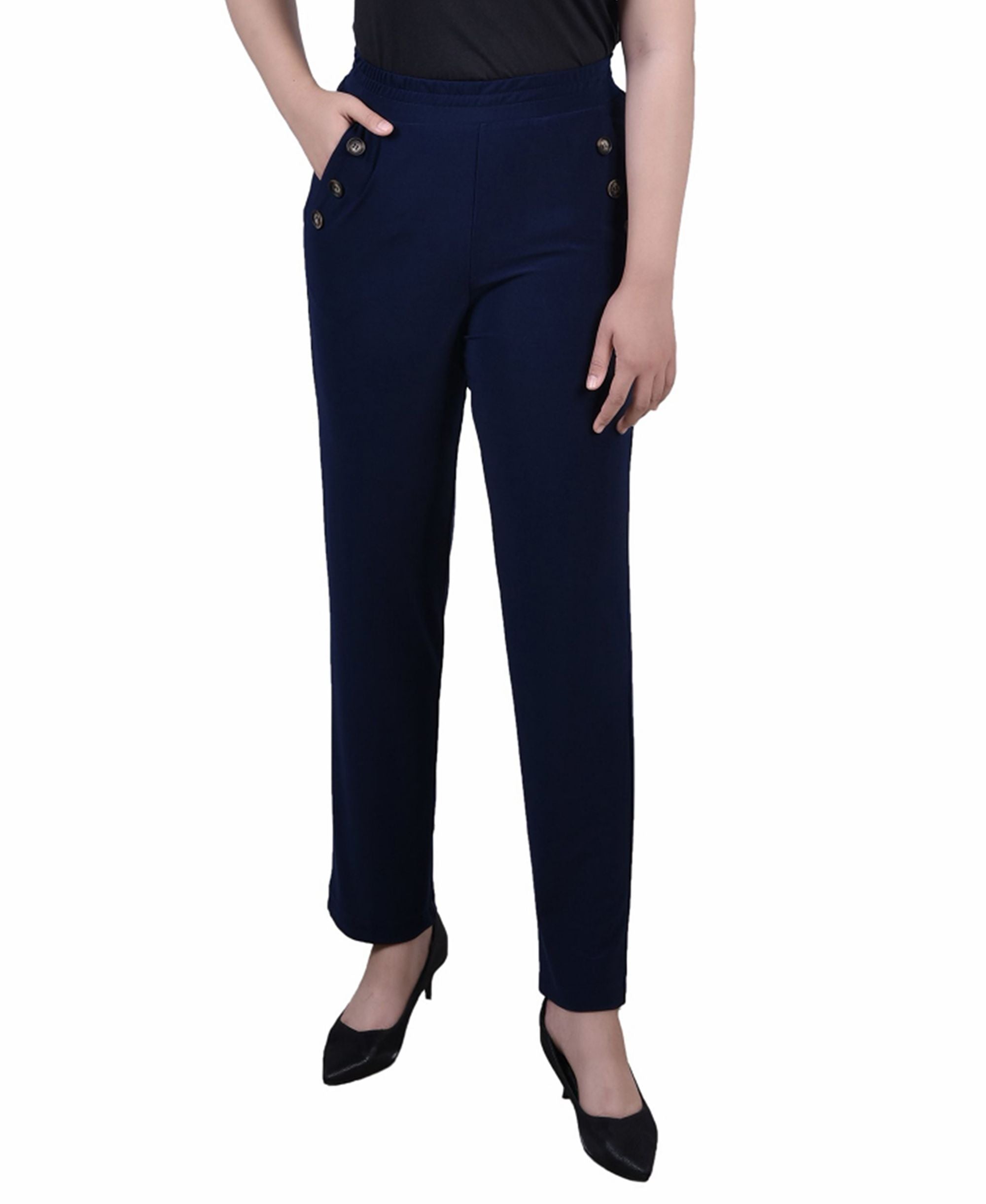 Petite Wide Waist Pull On Pants
