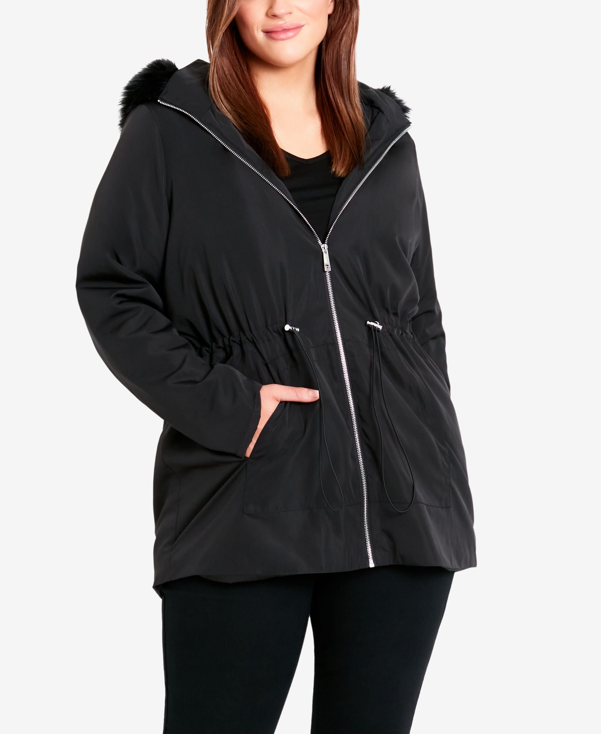 Plus Size Faux Fur Lightweight Coat