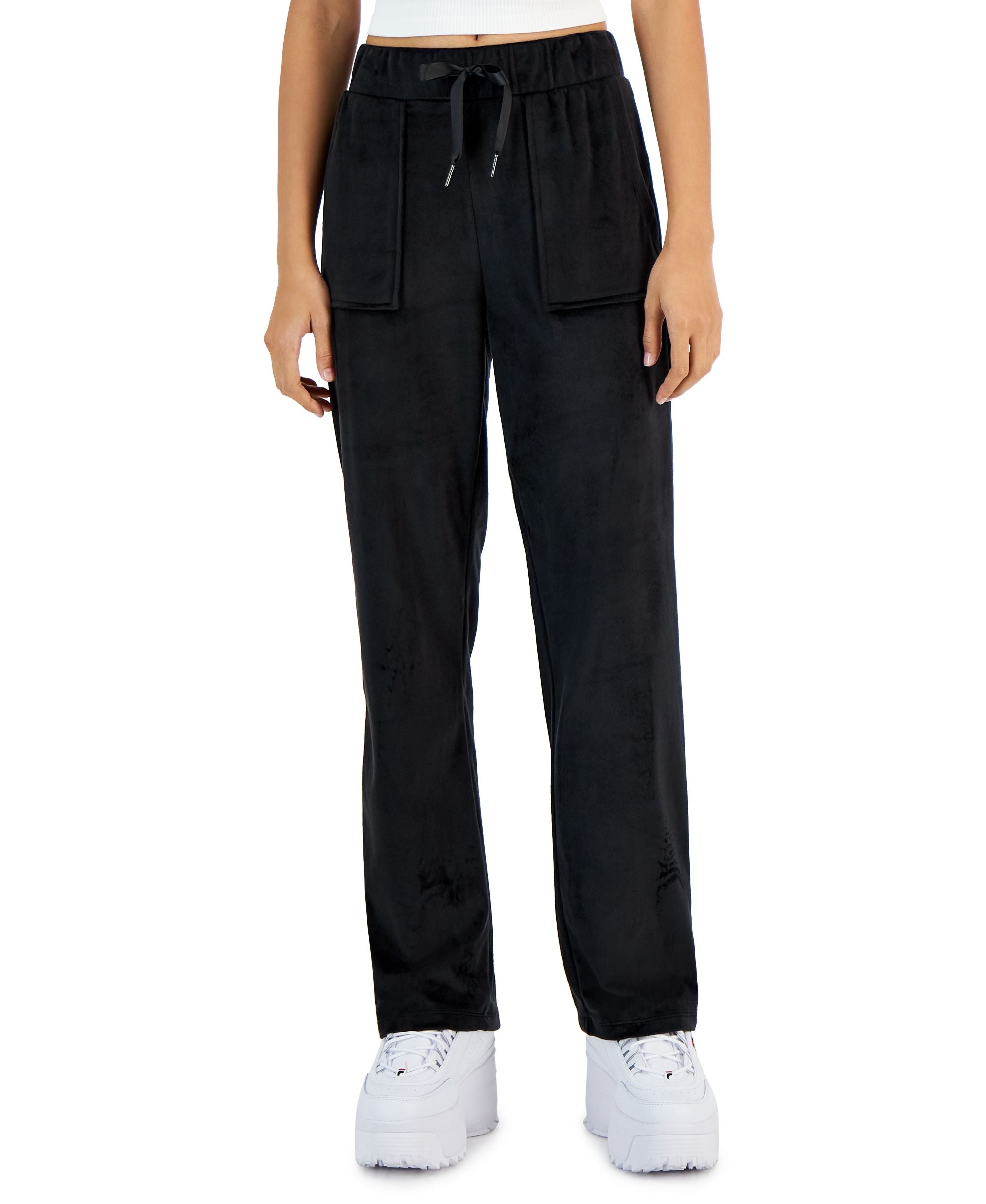 Juniors' Velour Flare-Leg Pull-On Pants