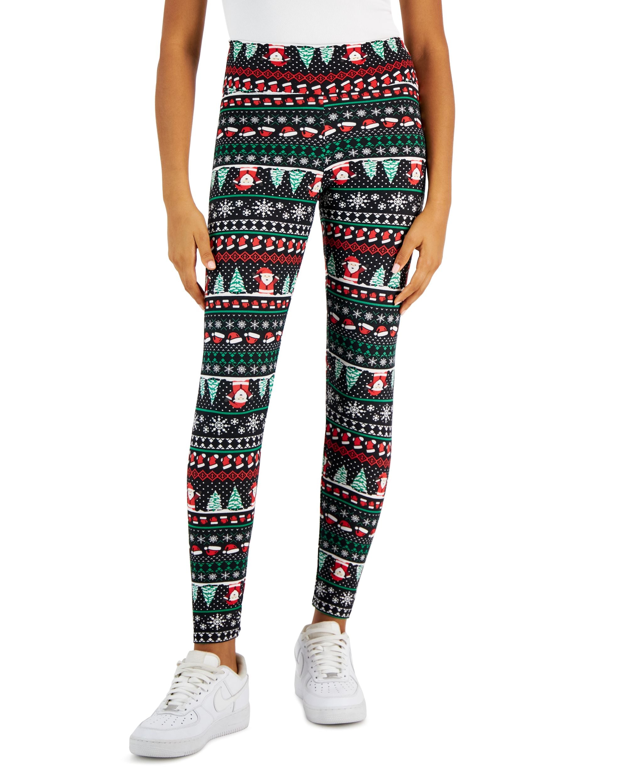Planet Gold Juniors' Holiday Printed High Rise Leggings