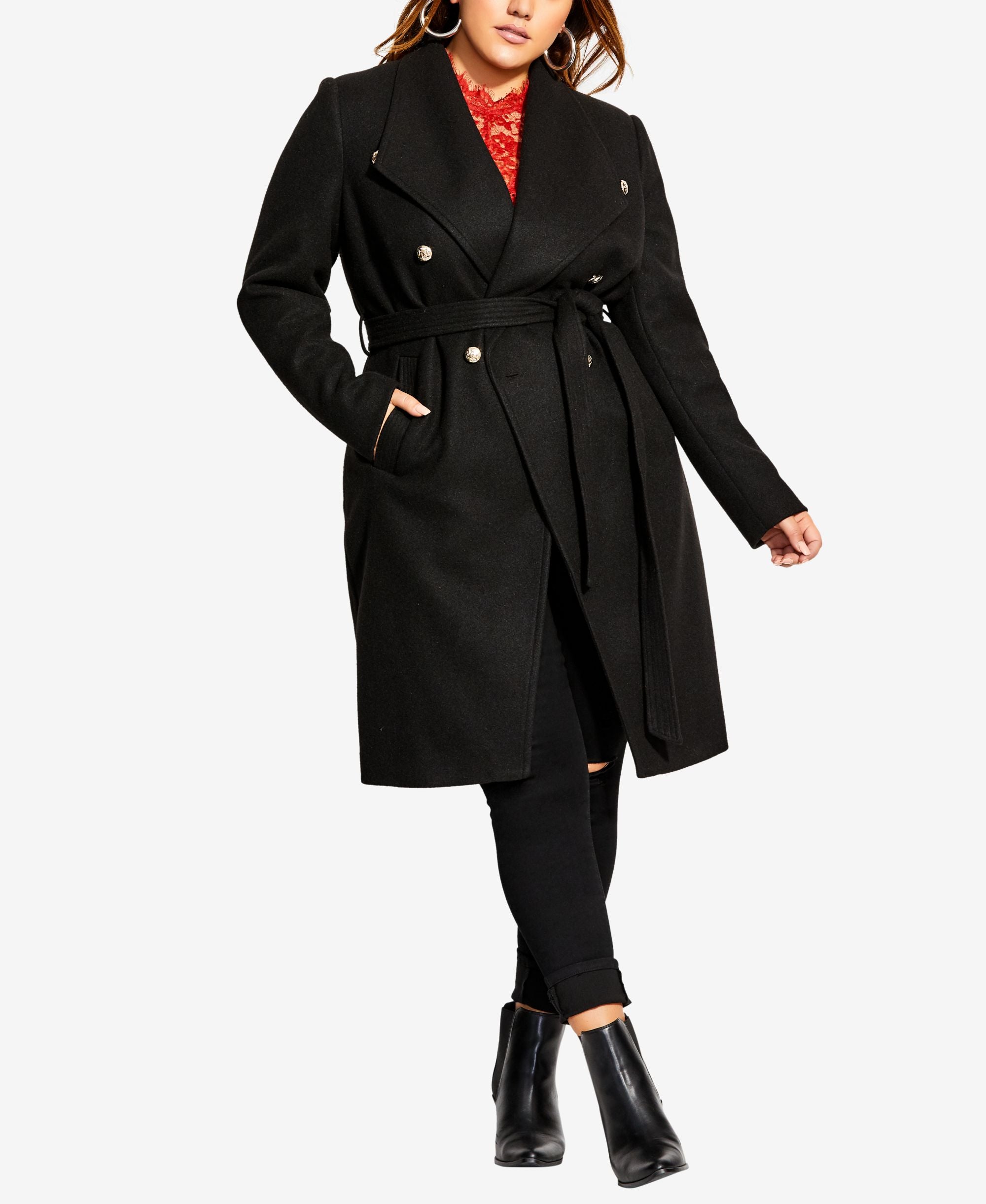 Trendy Plus Size Sassy Military-Inspired Coat