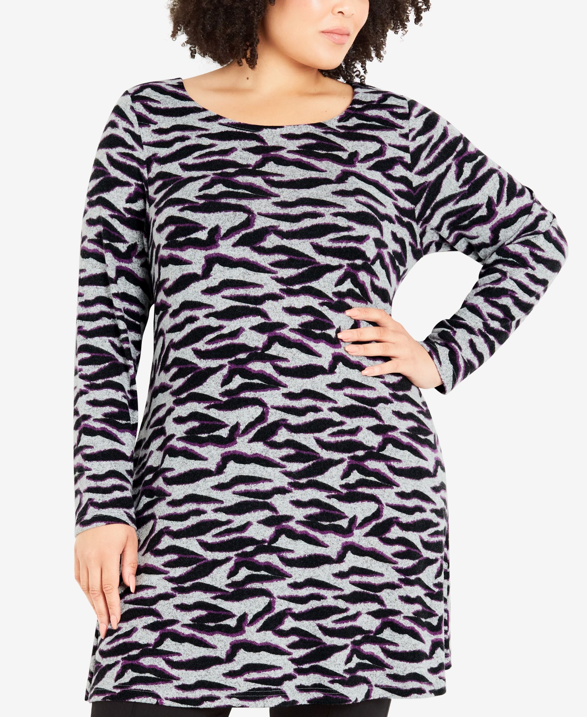 Plus Size Zebra Tunic Top
