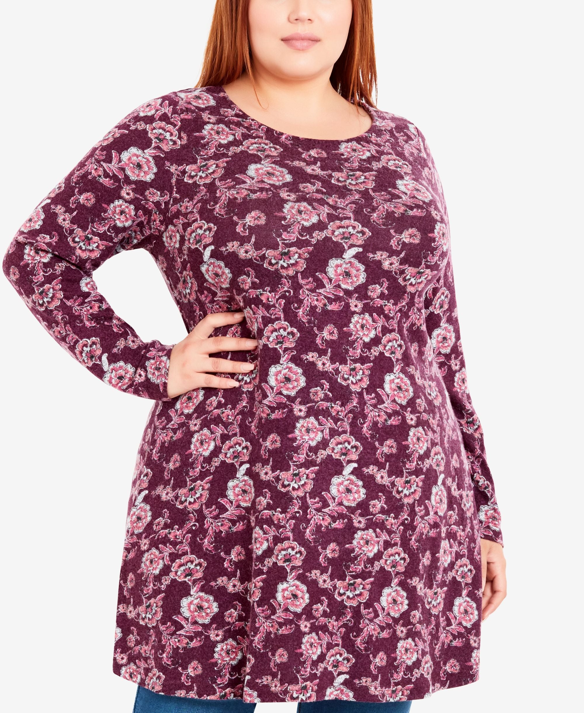 Plus Size Floral Tunic Top