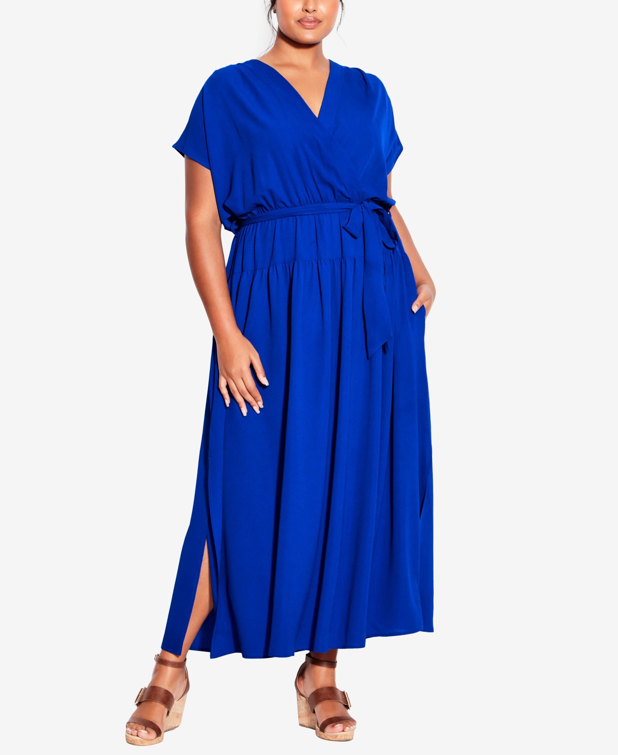 Plus Size Havana Plain Maxi Dress