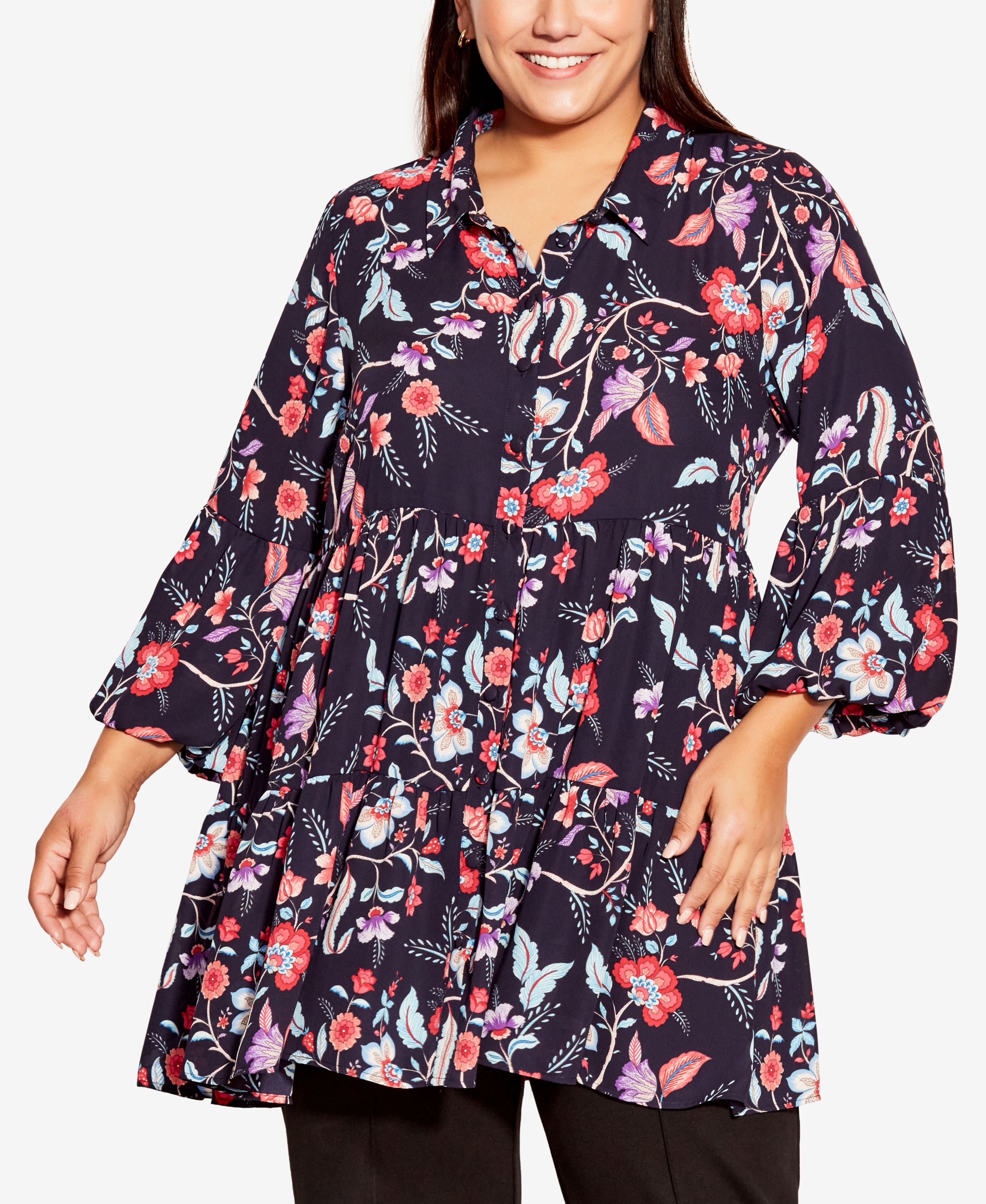 Plus Size Enchant Print Tunic Top