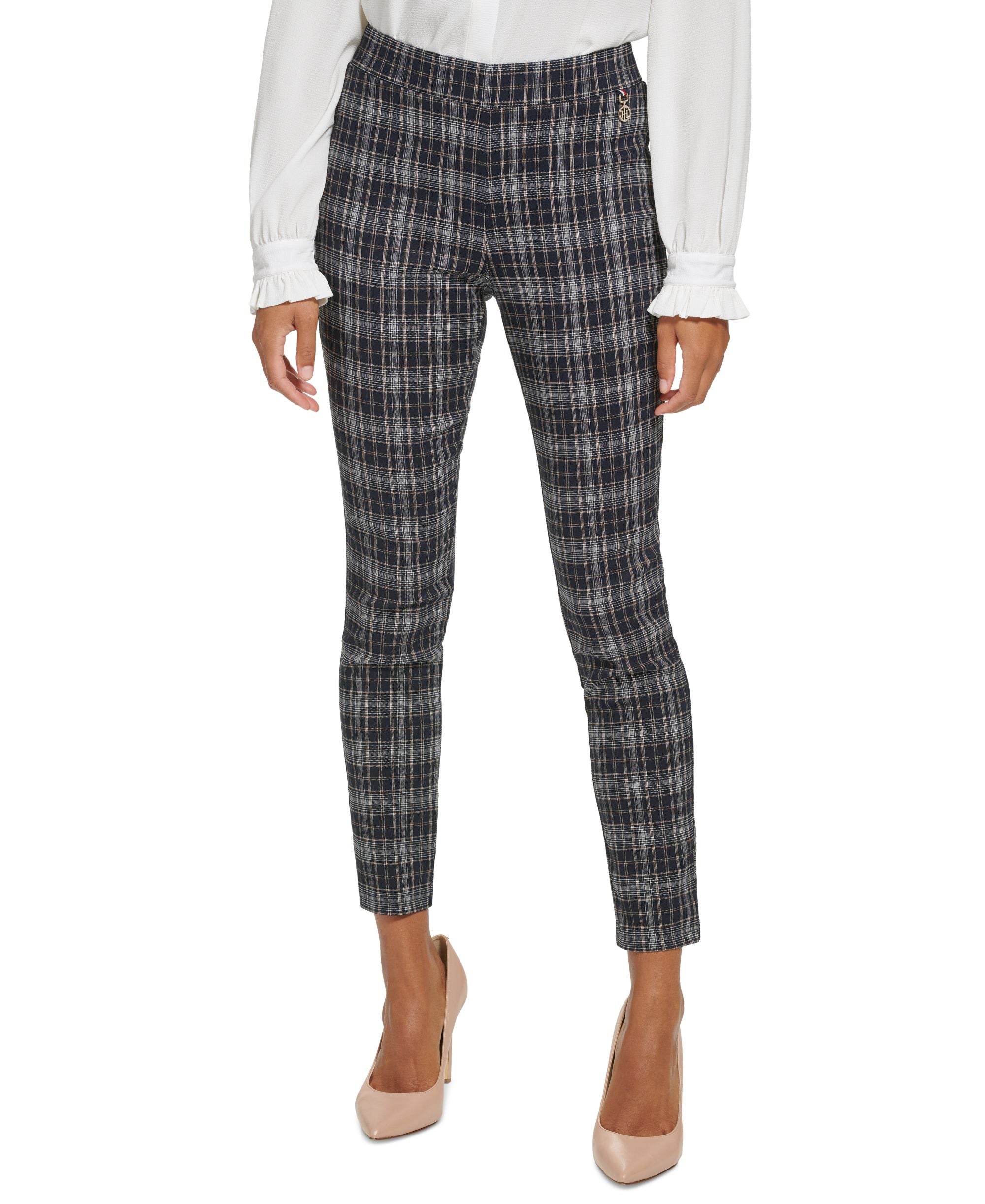 Tommy Hilfiger Pull On Skinny Leg Plaid Pant