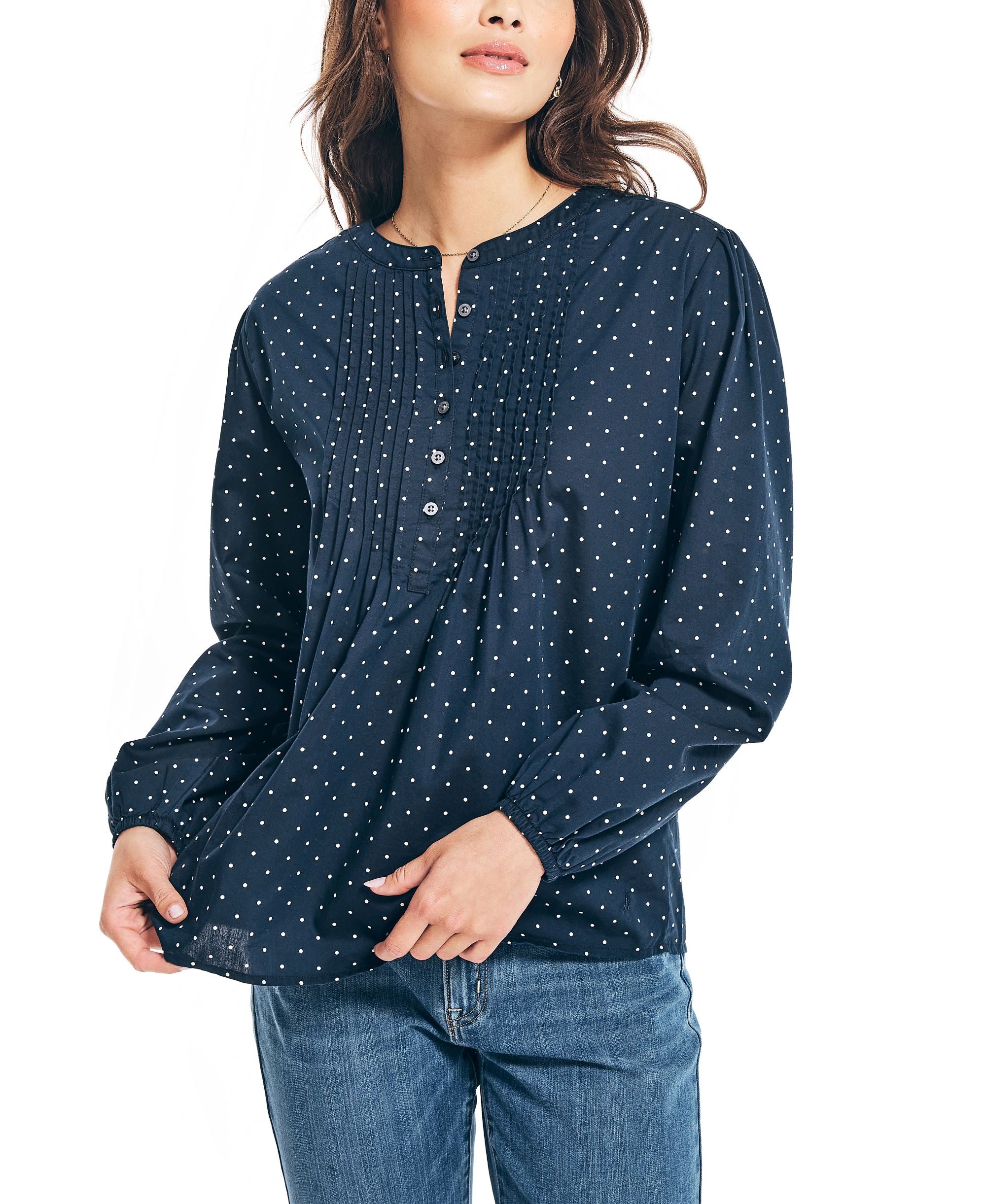 Nautica Womens Split Neck Popover Top