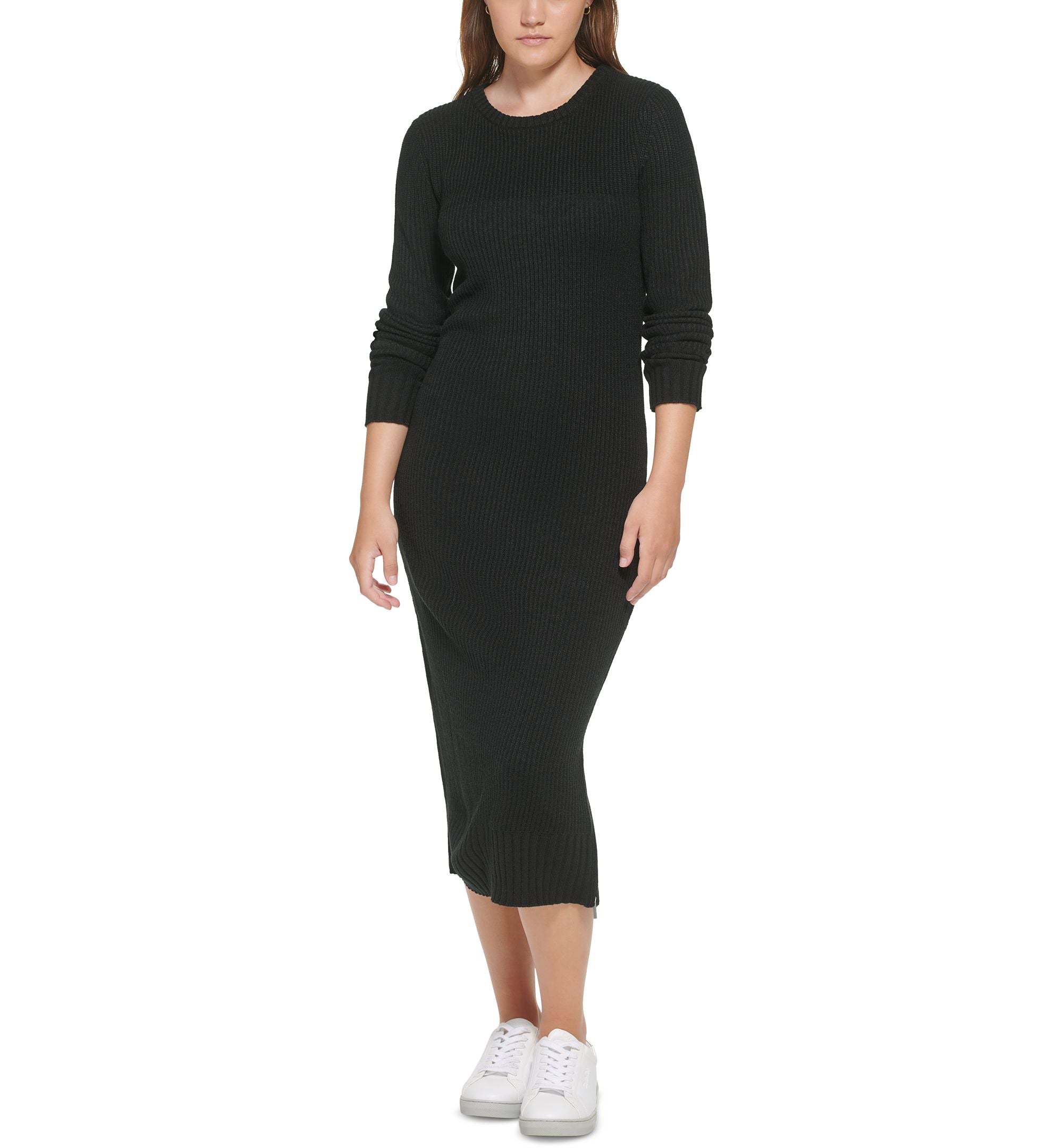 Petite Zippered-Slit Sweater Dress